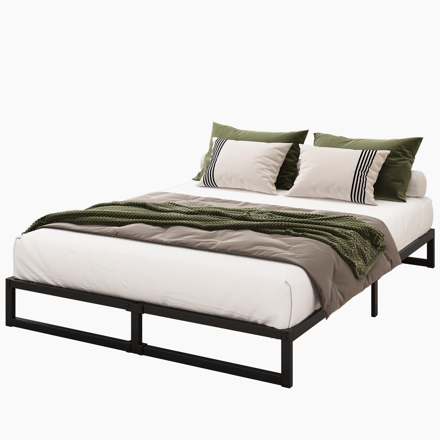Lutown-Teen 9 Inch California King Bed Frames No Box Spring Needed Heavy Duty Metal Cal King Platform for Mattress Foundation, Noise Free, Easy Assembly, Black