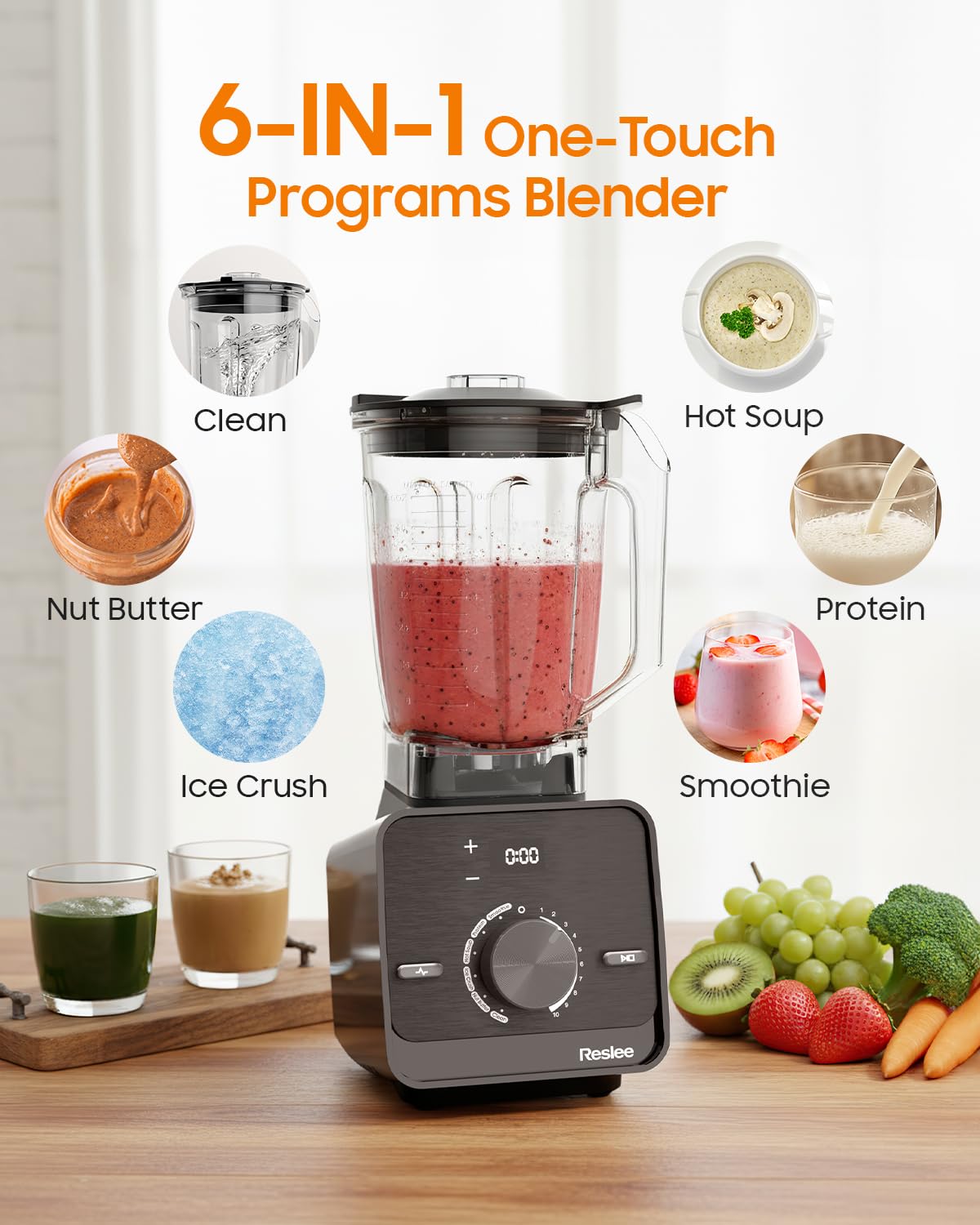 Professional High Power Blender, 3.5HP Motor 30000 RPM, Heavy Duty Countertop Blender for Frozen Fruit & Ice, Hot Soup & Nut Milk, Smoothie Maker, 56oz Eastman Tritan Jar, 10 Speeds & 6 Presets.