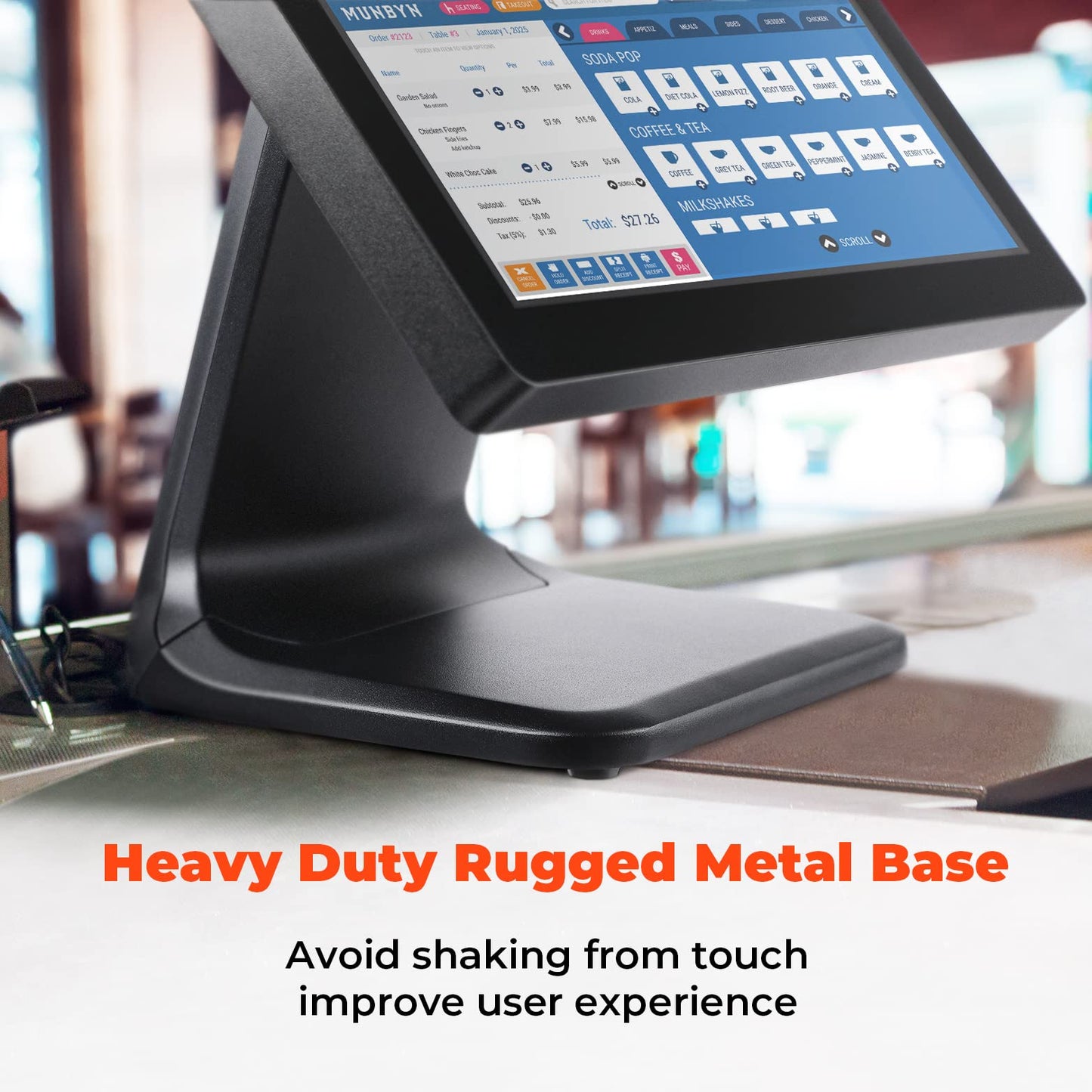 MUNBYN POS Touch Screen Monitor 17-inch 400 nits Flat Capacitive LED Touchscreen Monitor POS System and POS Receipt Printer, 58mm Receipt Printer