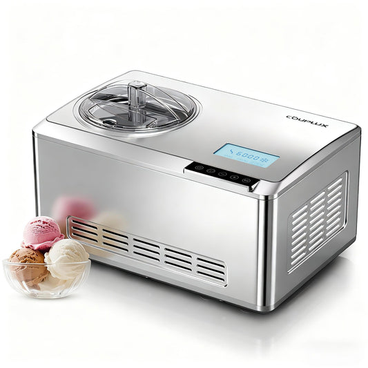 COUPLUX Ice Cream Maker, Fastest Freezing 2.1QT Ice Cream Machine with Built-in Compressor Easy Operate & Clean Automatic Ice Cream Maker Machine All Stainless Steel, LCD Display