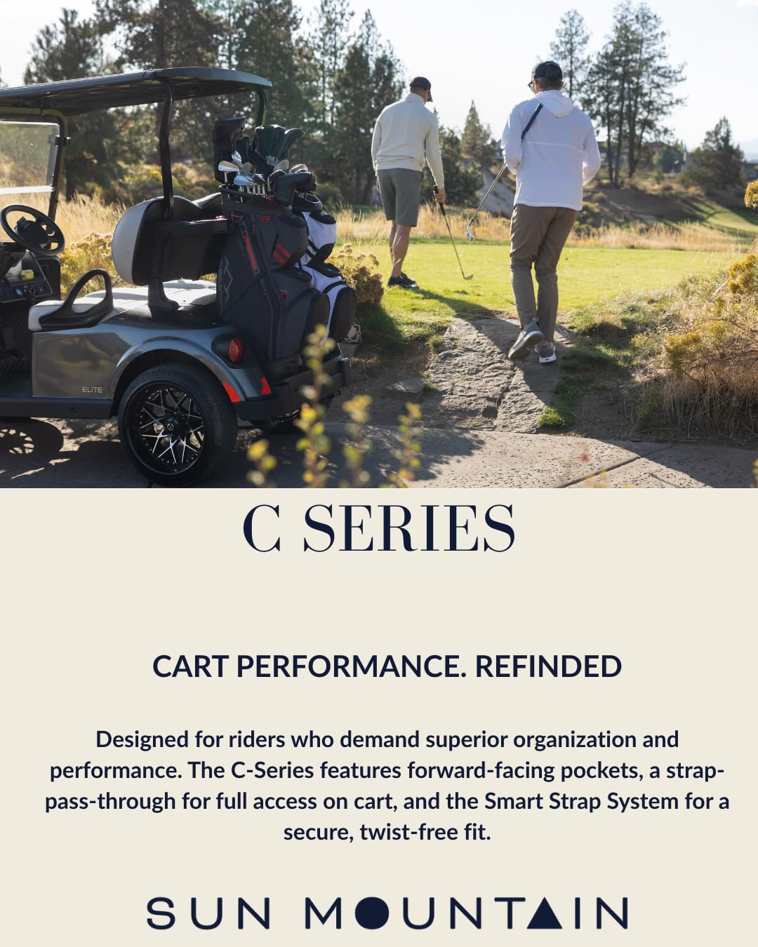 Sun Mountain Men's C130 Lightweight Cart Golf Bag 14-Way Top - 11 Pockets, Smart Dual Strap System, Push-Electric-Riding Cart Compatible Compression Base, 2025 Model - Duck Hunter