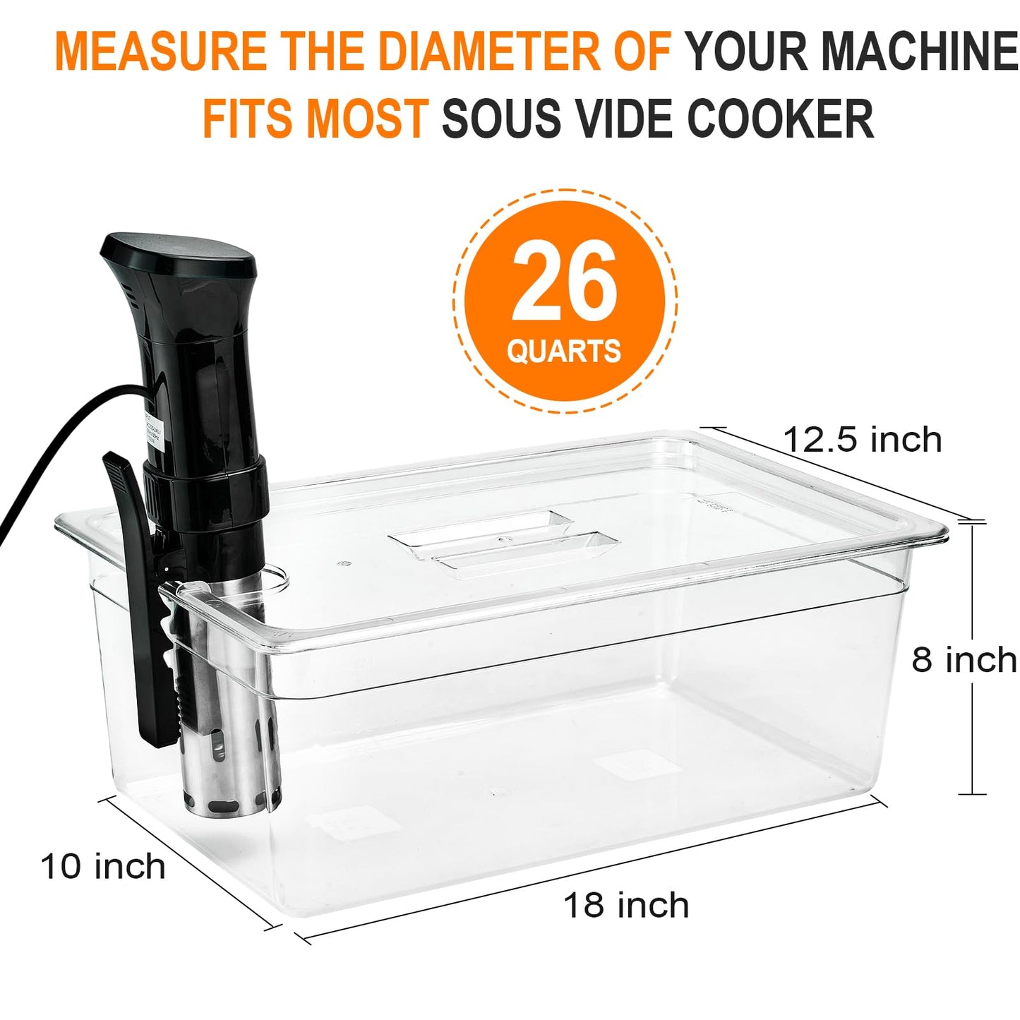 HOMENOTE Large Sous Vide Container 26 Quarts with Lid,Complete Sous Vide Accessories Kit BPA Free,Compatible with Anova and Most Sous Vide Cookers（Comes with 2 Sous Vide Racks and Insulating Sleeve）