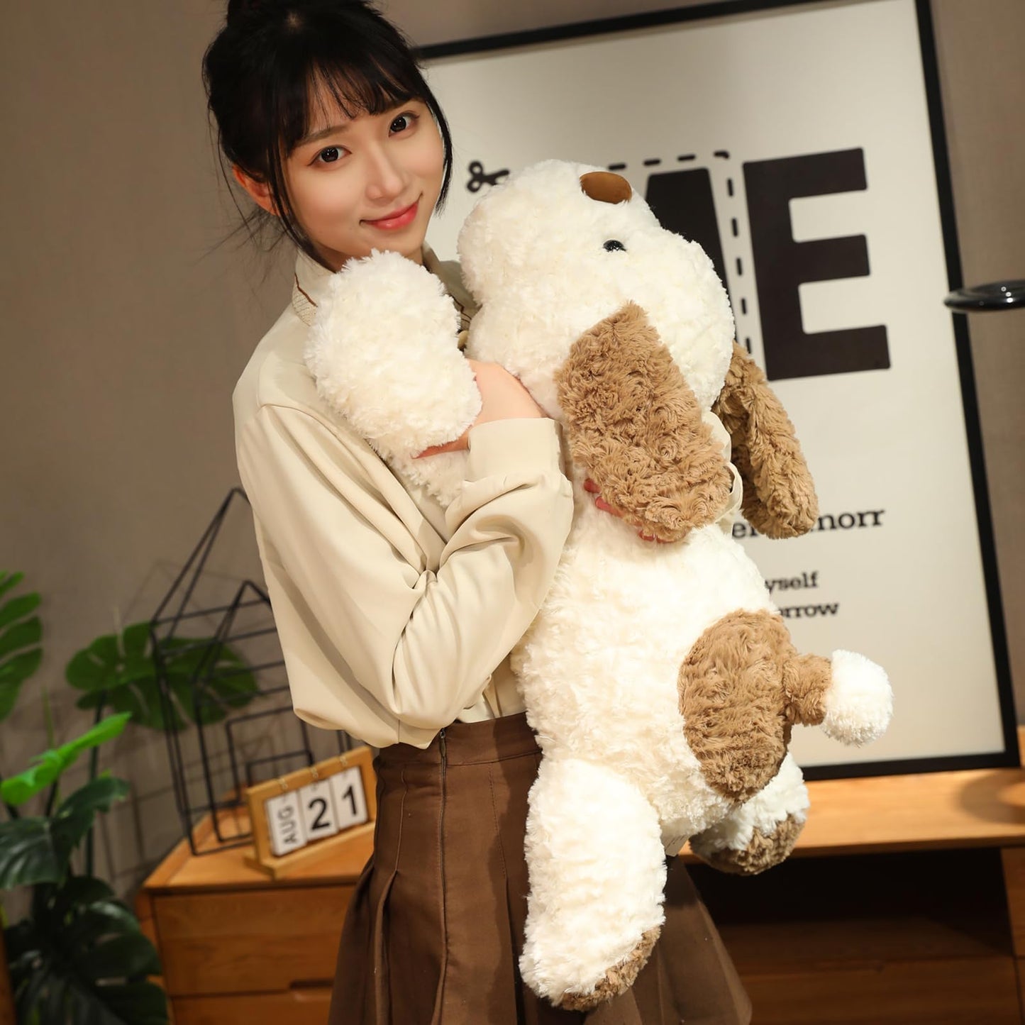 Hronsa Dog Weighted Stuffed Animal, 5.7 lbs 25.5 inch Weighted Dog Plush Toy Large Dog Stuffed Animals Weighted Puppy Plush Animals Pillow Toy Gifts for Adults & Kids, Brown