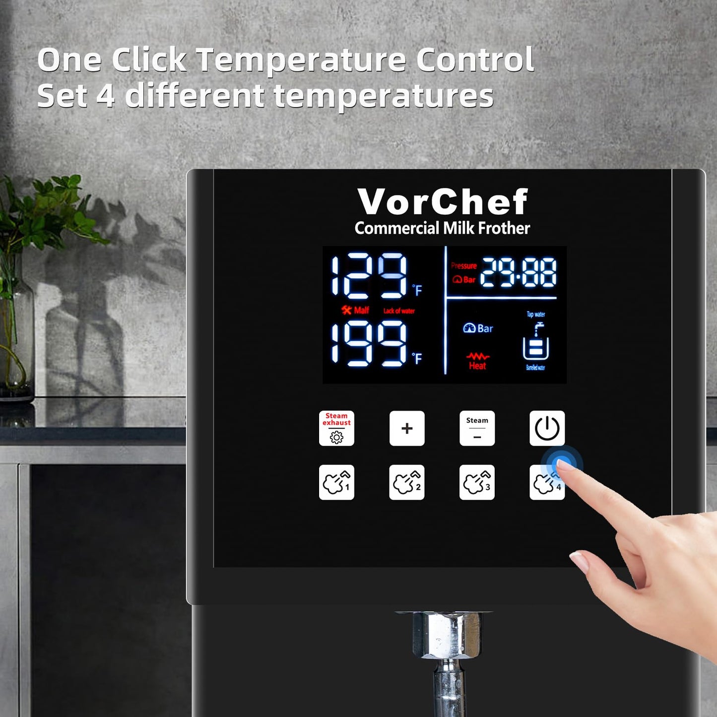VorChef Commercial Milk Frother, 2200W 110V Automatic Steam Machine Electric Steam Milk Frothing Machine Coffee Milk Foam Machine Steamer for Tea Coffee Shop Black