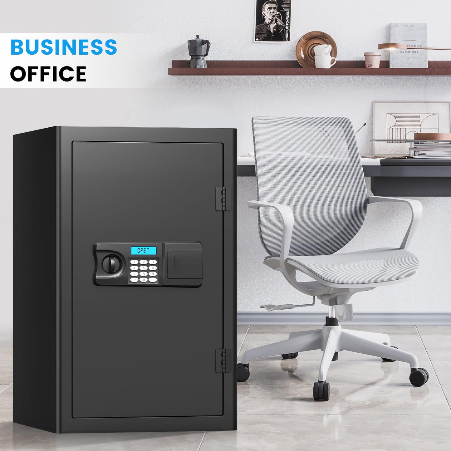 5.0 Cuft Fireproof Safe for Home, Home Safes Water and Fireproof, Safe Box with Digital Combination Lock, Alarm Systerm and Removable Shelf, Fire proof Safes for Home Document Money Valuables