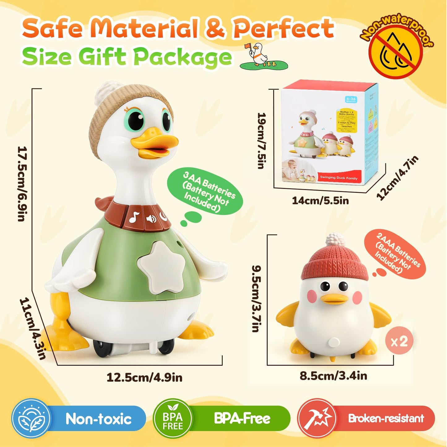 KETIEE Tummy Time Baby Toys 6-12 Months: Musical Dancing Duck Family for Babies, Little Ducks Crawling Toy Set, Interactive Duck Infant Toys for 1-2rd Boys Girls Birthday