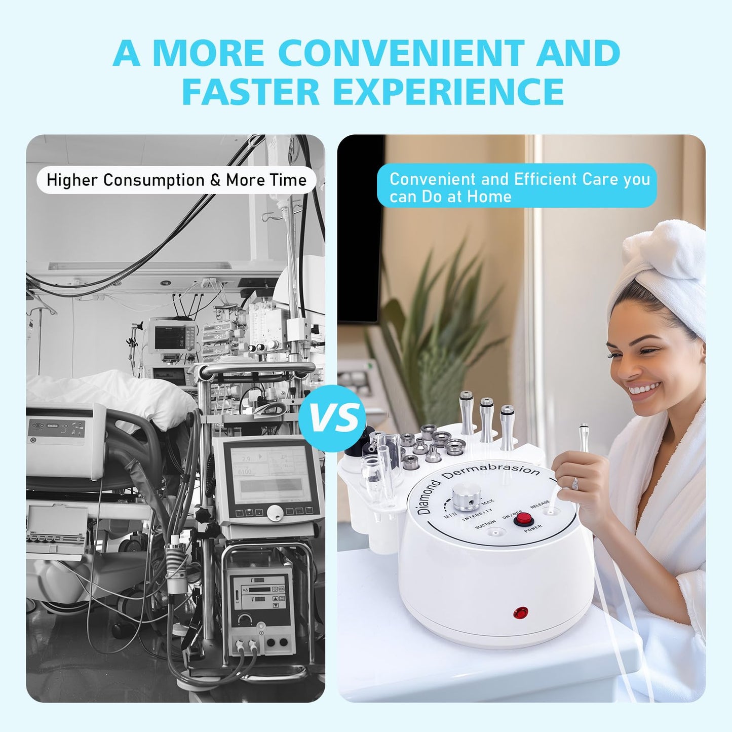 3 in 1 Diamond Micro DermaBrasion Machine, Mcwdoit Professional Dermabrasion Facial Skin Care Device with Wand, Spray Bottle and Vacuum Glass Tube for Personal Home Beauty Salon Use
