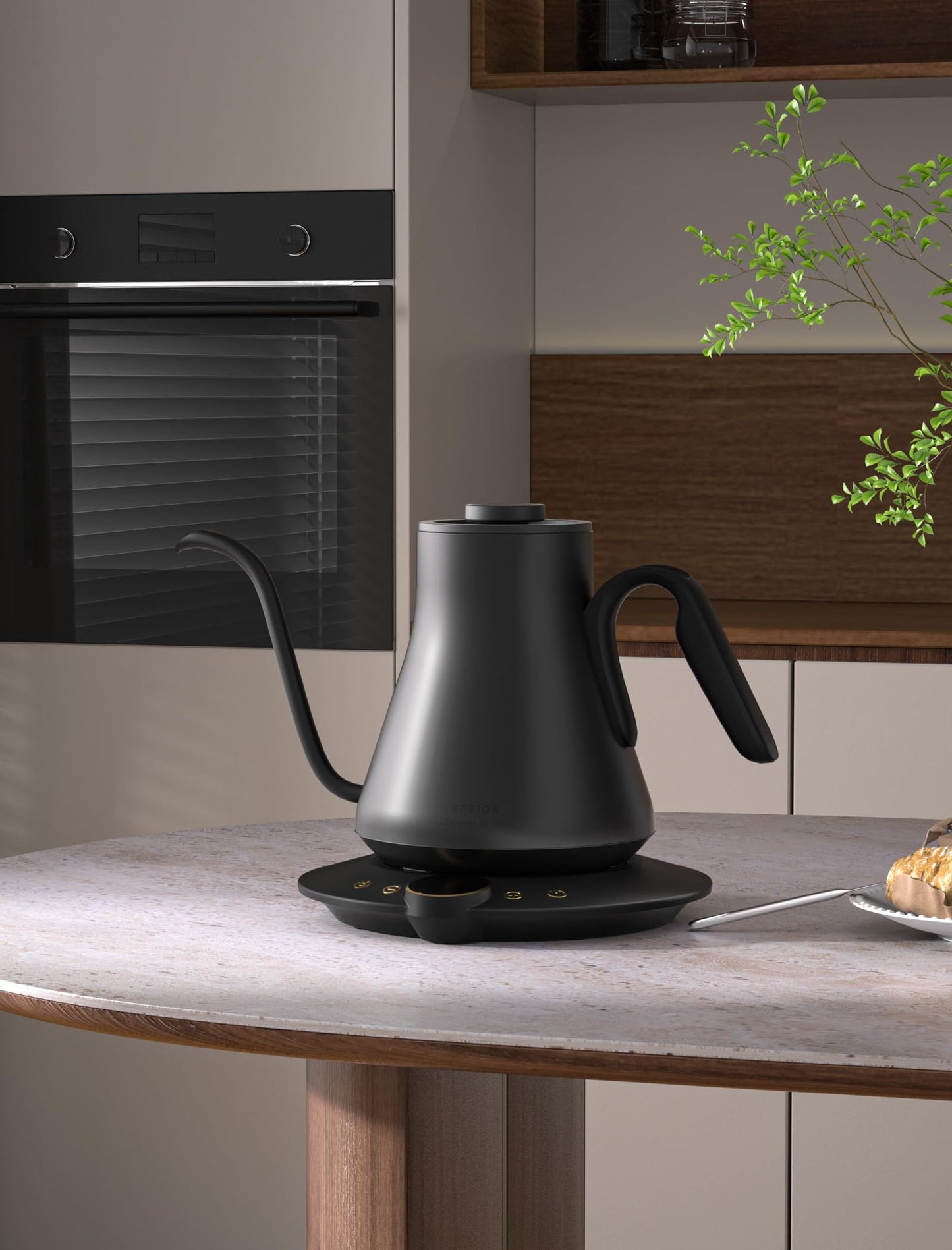 INTASTING Electric Kettle, Gooseneck Electric Kettle, ±1℉ Temperature Control, Stainless Steel Inner, Quick Heating, for Pour Over Coffee, Brew Tea, Boil Hot Water, 1500W/0.9L Black