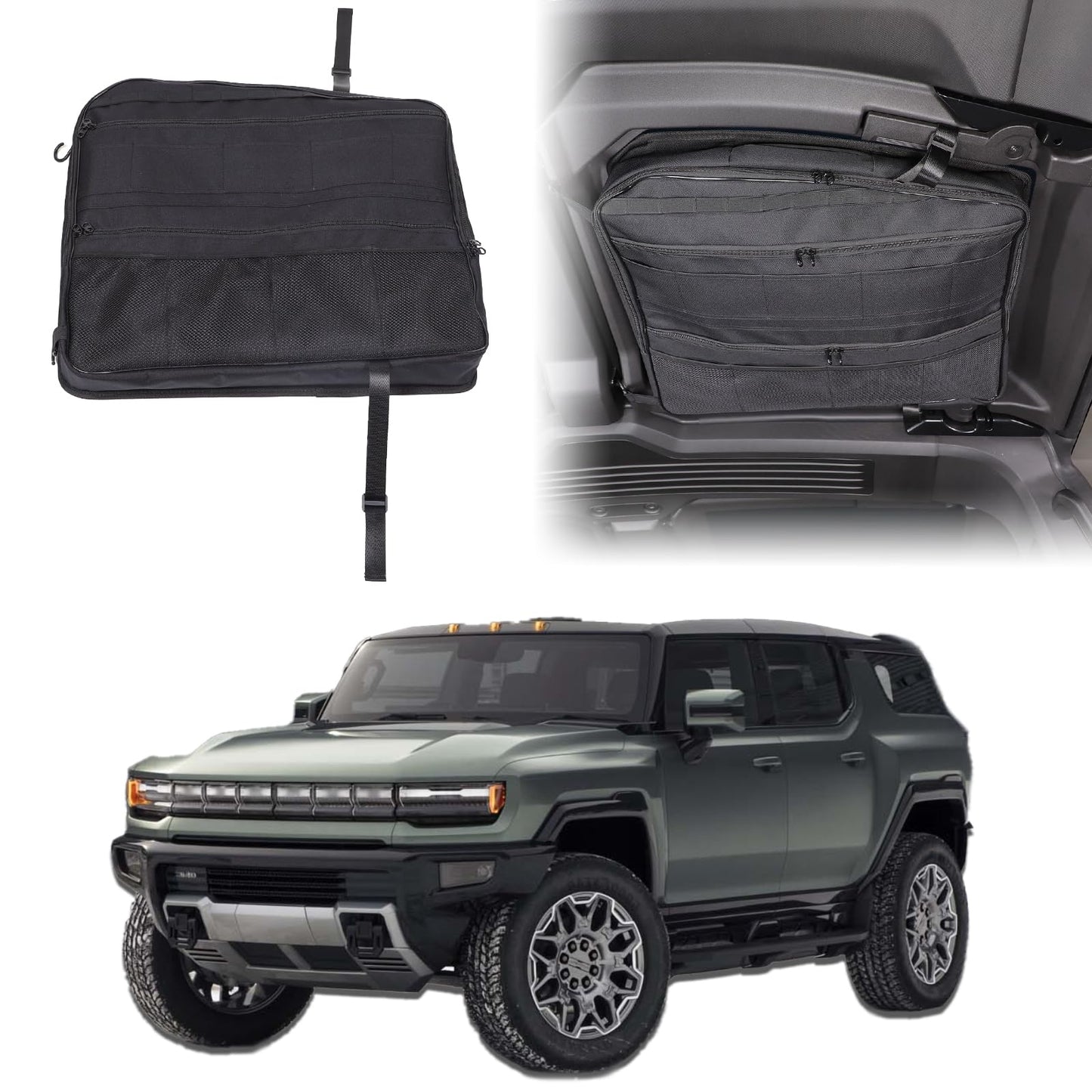 Car Sunroof Organizer Bag Compatible with 2024 2025 2026 Hummer EV Roof Panel Storage Bag Waterproof Foldable Multi-Function Car Rooftop Carrier Sunroof Storage Bags (Rear Top Roof Glass-Right)