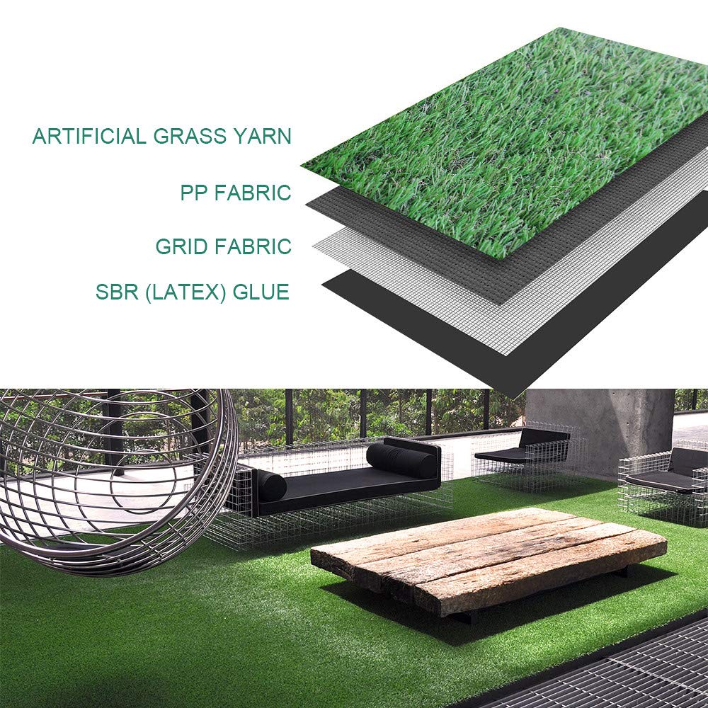 Petgrow Synthetic Artificial Grass Turf Lawn 15 x 30ft, 1.38" Outdoor/Indoor Fake Grass Rug Astroturf for Dogs,Faux Grass Rug with Drainage Holes/Custom Size Provided