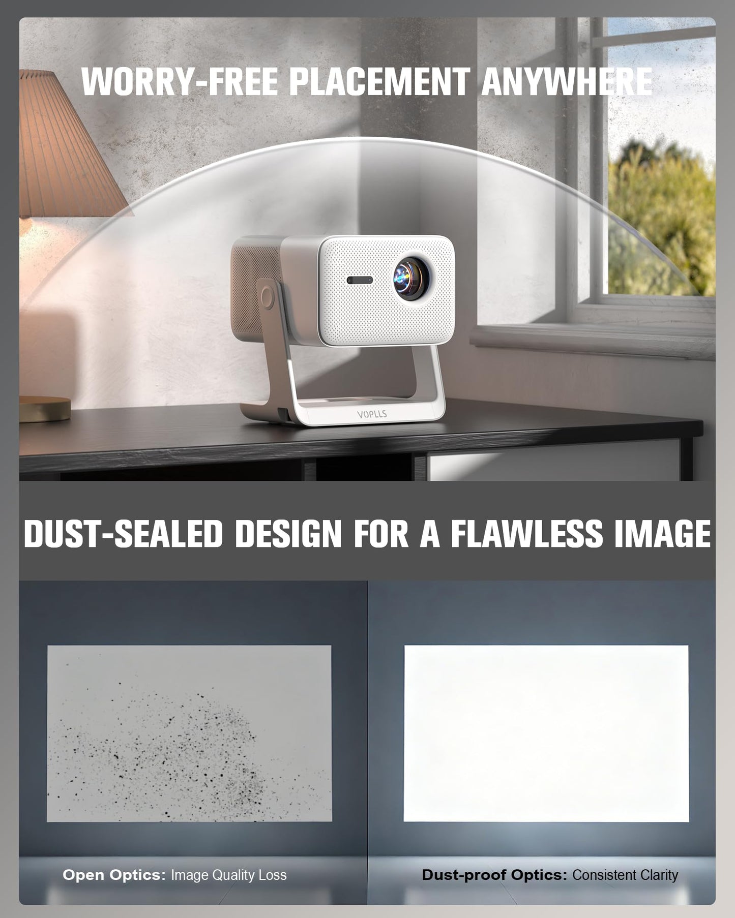 【3000 ANSI Official Licensed Google TV】4K Smart Projector with WiFi and Bluetooth, VOPLLS Outdoor Projectors with Dolby/Auto Focus, Portable Movie Phone Wireless Gaming Wifi Proyector for Bedroom/Home