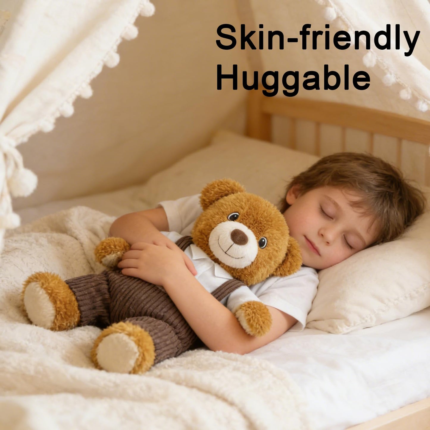 14.5 Inch Cute Boy Teddy Bear Plush Toy - Soft Easter Teddy Stuffed Animal Bear with Shirt & Brown Overalls, Bear Plush Animal Doll for Kids, Family, Babiesm, Boys & Girls Birthday Easter Gift(Dad)