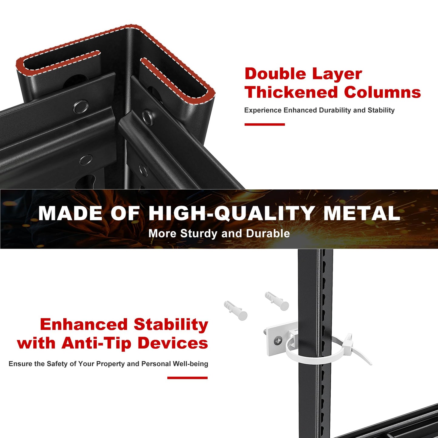 REIBII Garage Shelving 3500LBS, 6 Tier Storage Shelves, Adjustable Heavy Duty Shelving Unit, Metal Shelf for Warehouse, Basement, Pantry, Factory, 55" W x 26" D x 84" H, Black