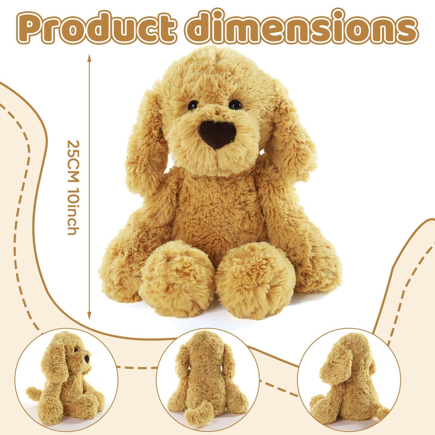 Furvana The Golden Retriever Plush, Dogs Stuffed Animals, 10" Golden Retriever Stuffed Animal, Ideal Christmas Animal Gift for Toddlers, Kids & Teens, for Ages 3-14