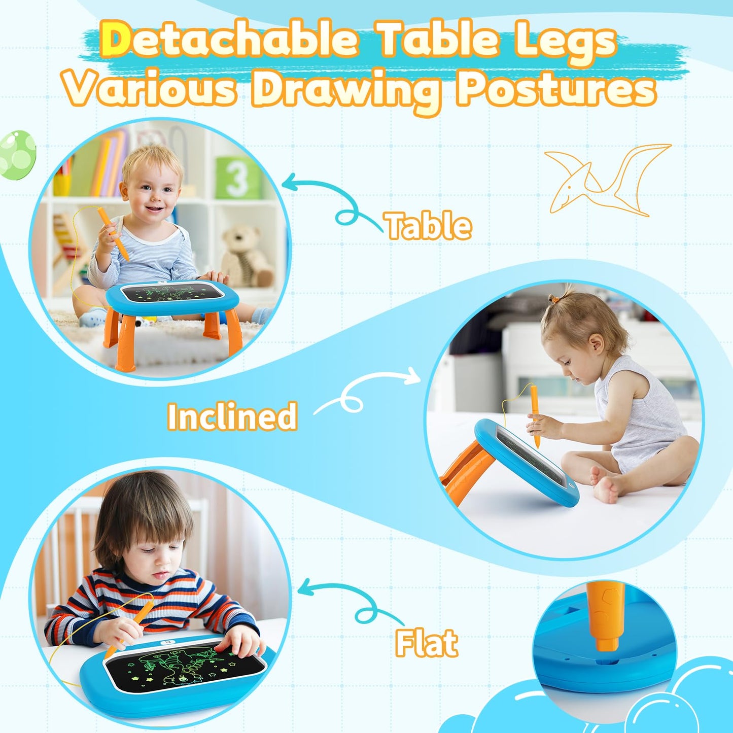 LCD Writing Tablet for Kids 1 2 3 4 5 Year Old - Toddler Drawing Tablet, Drawing Pad & Color Doodle Board Toy, Perfect Birthday & Christmas Gift Toy for 2-3 Year Old Boys and Girls(Blue)