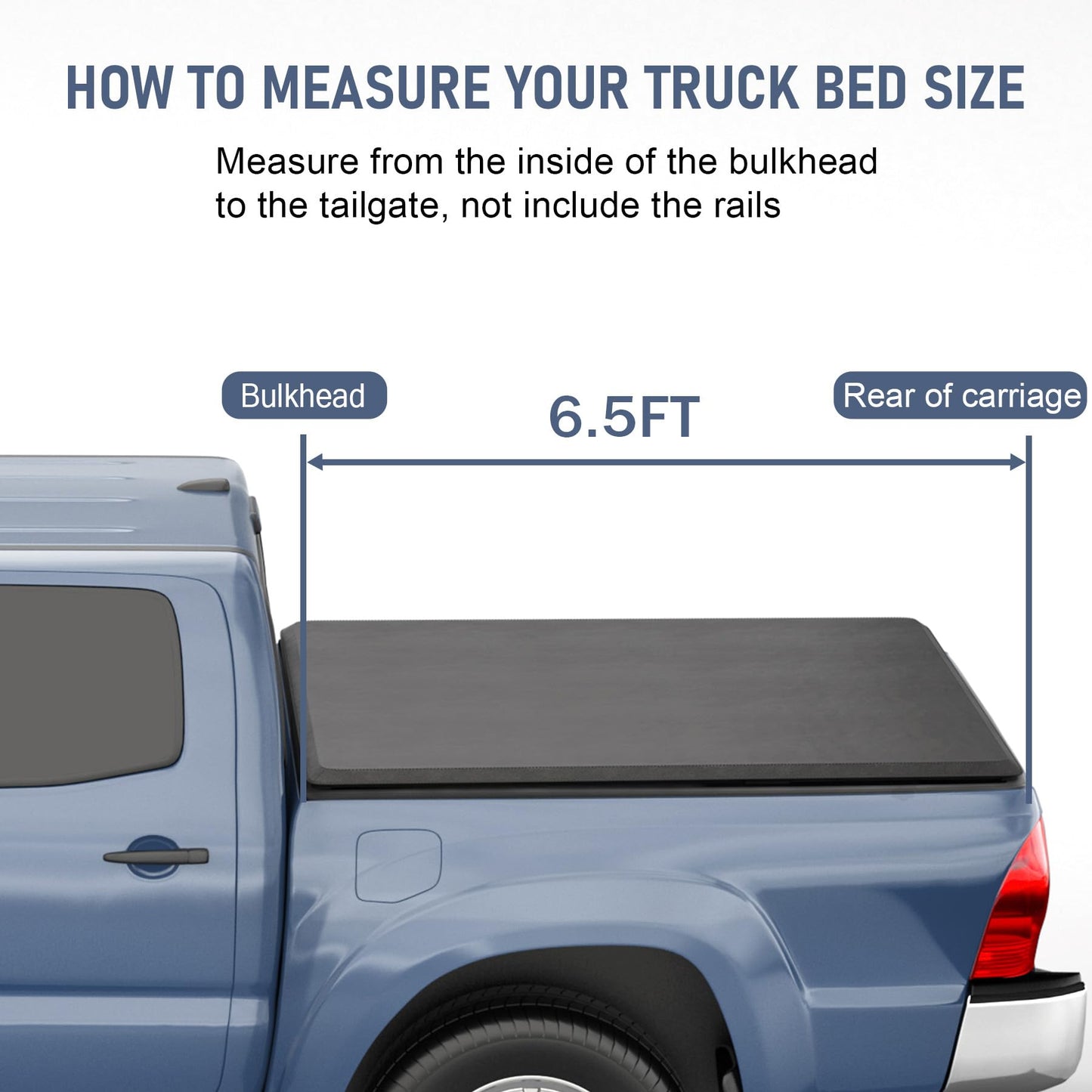 CARMOCAR Soft 3 Tri-Fold Truck Bed Tonneau Cover Replacement for 2022 2023 2024 2025 Toyota Tundra 6.5FT Pickup Truck Bed Cover Accessories with Led Light