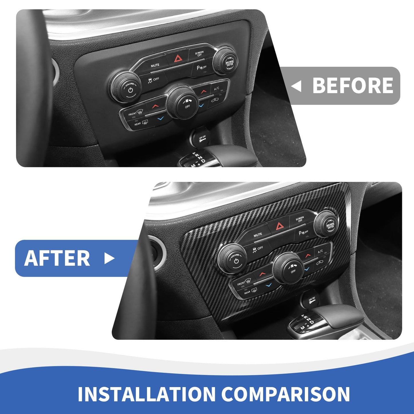 RAZPOY 13PCS Carbon Fiber Center Console Interior Trim Accessories Compatible with Dodge Charger 2015-2024