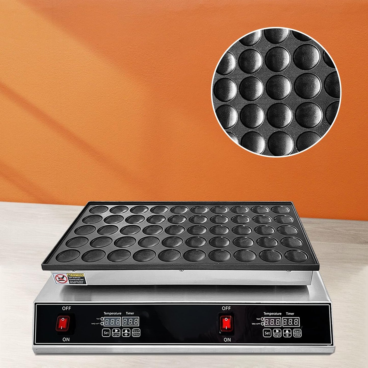 Mini Dutch Pancake Baker Commercial Electric Non-stick Waffle Maker Machine Muffin Maker for Home and Restaurants Makes 50PCS of 1.8 Inches Pancakes 1700W