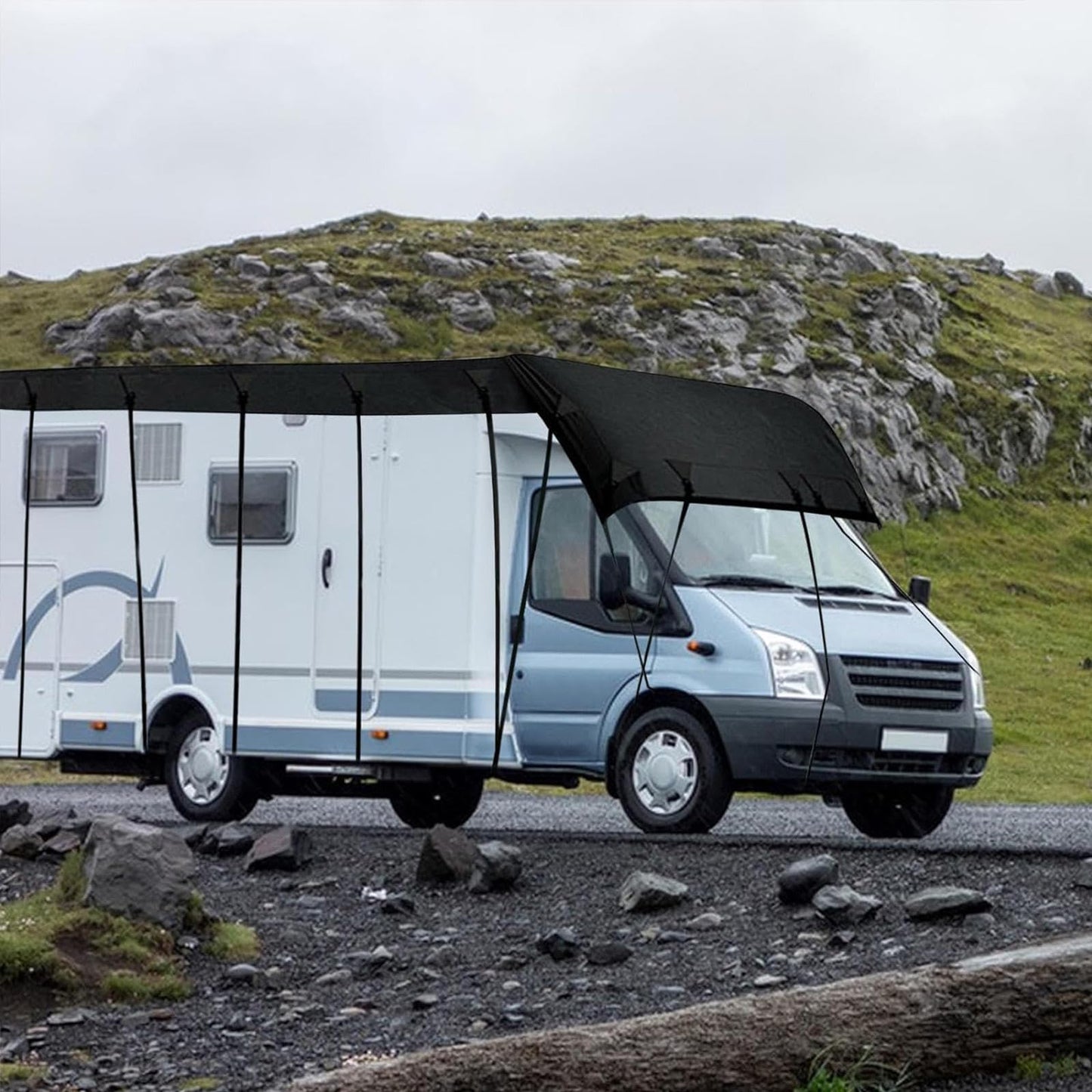 HFKJway 210D Oxford Travel Trailer Cover - Foldable, Easy to Clean Class C Rv Utility Cover, Black - 13m×3m
