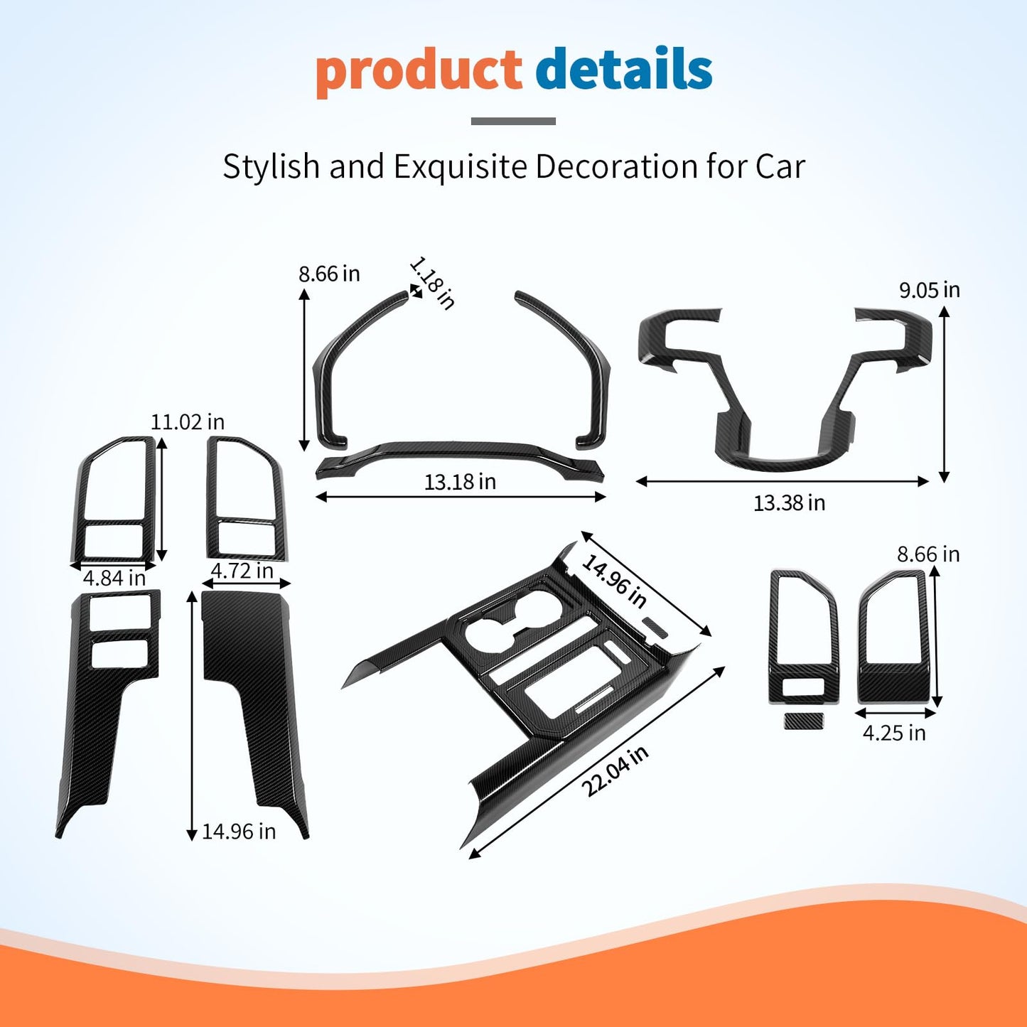 JeCar 12pcs Carbon Fiber Interior Trim Kit for 2015-2020 Ford F150 Interior Accessories