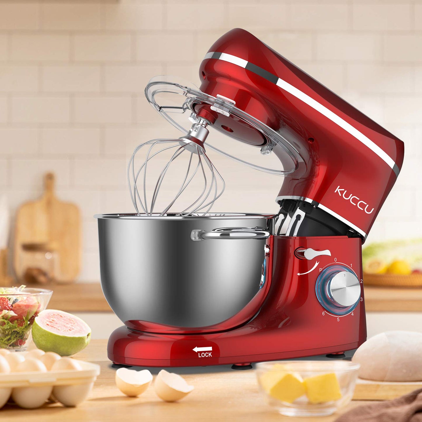 KUCCU Stand Mixer, 6.5 Qt 660W, 6-Speed Tilt-Head Food Dough Mixer, Kitchen Electric Mixer with Stainless Steel Bowl,Dough Hook,Whisk, Beater, Egg white separator