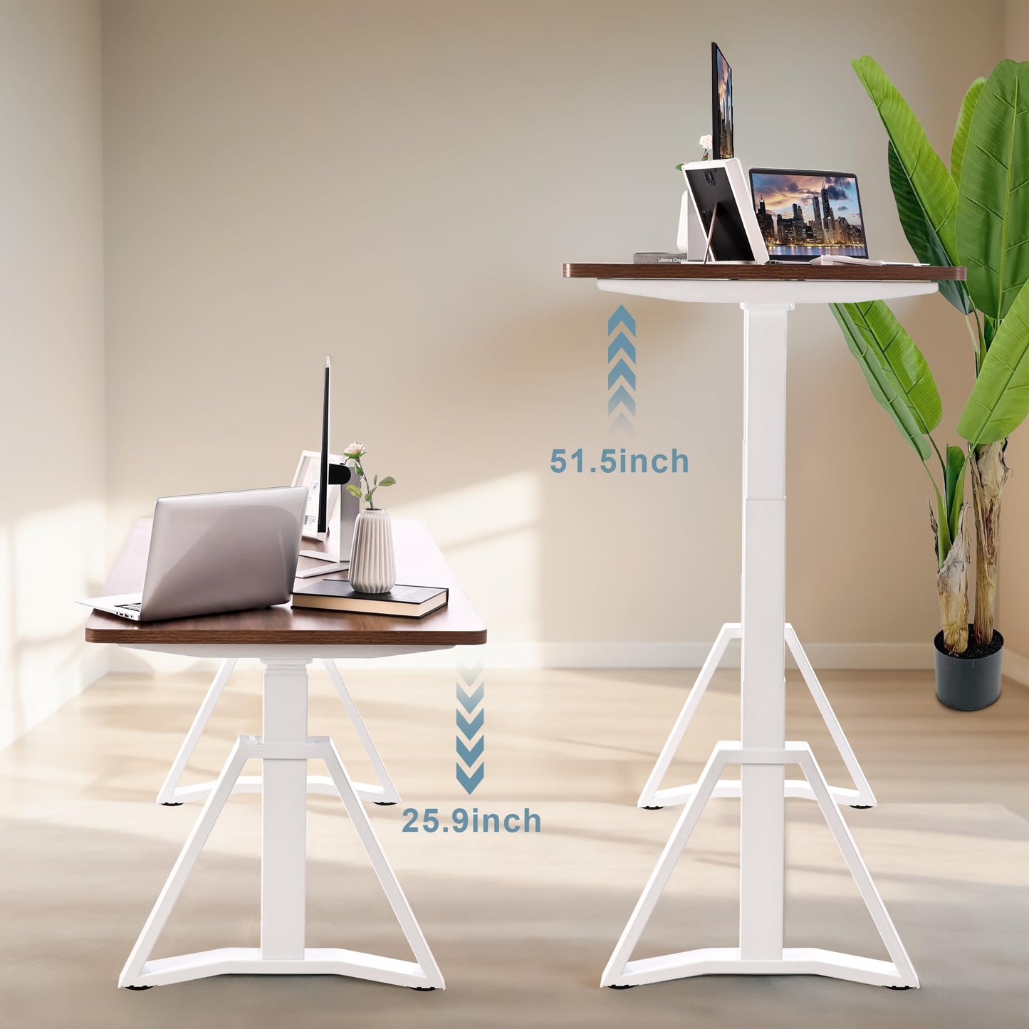 Fromann Electric Height Adjustable Sitting Standing Desk Frame Dual Motors 3 Stages Sit Stand Desk Base Legs Only (White)