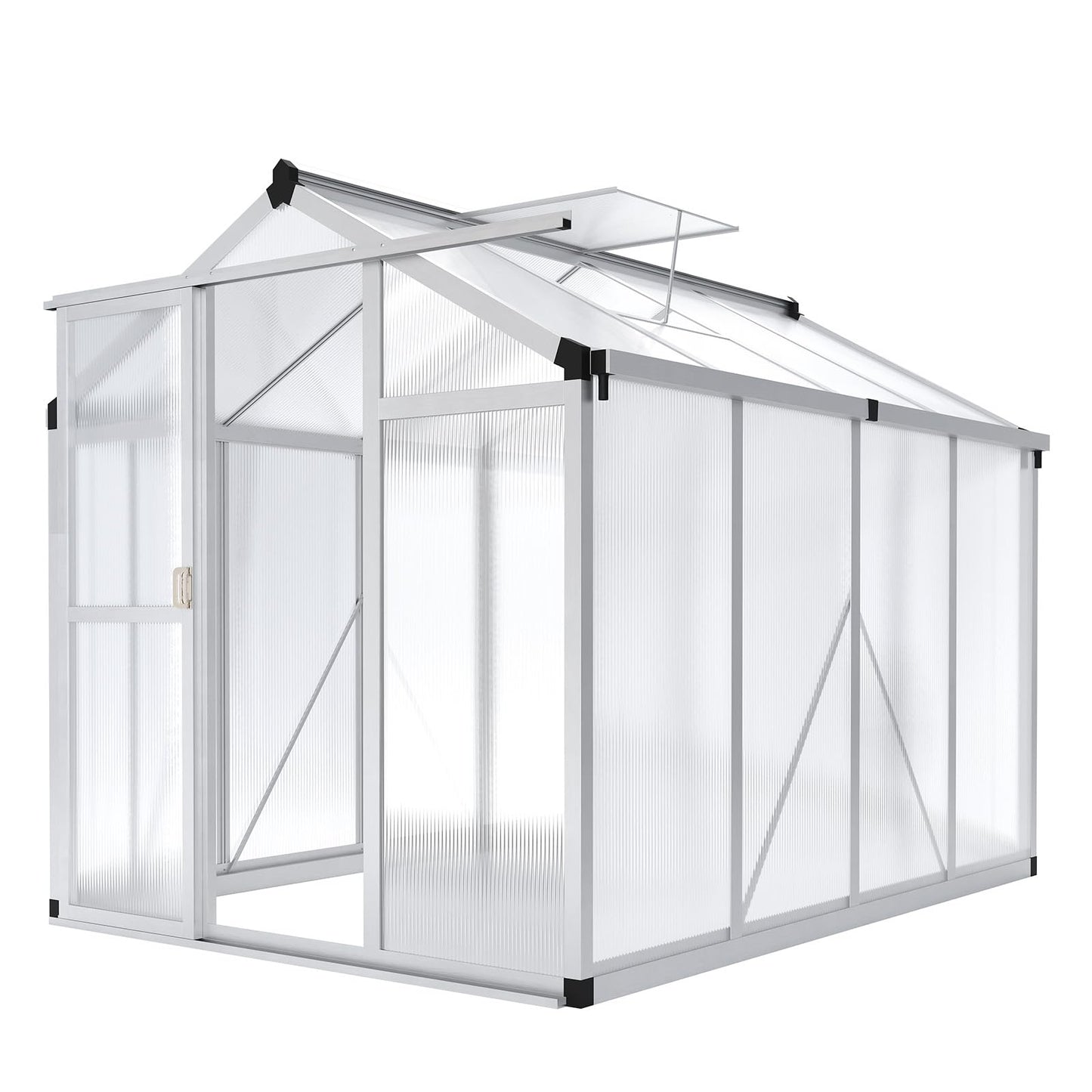 6x8 FT Greenhouse - Large Aluminum Greenhouses for Outdoors, Heavy Duty Polycarbonate Greenhouse with Roof Vent&Ground Nails, Walk-in Green Houses for Garden, Backyard, Patio, Easy Assembly
