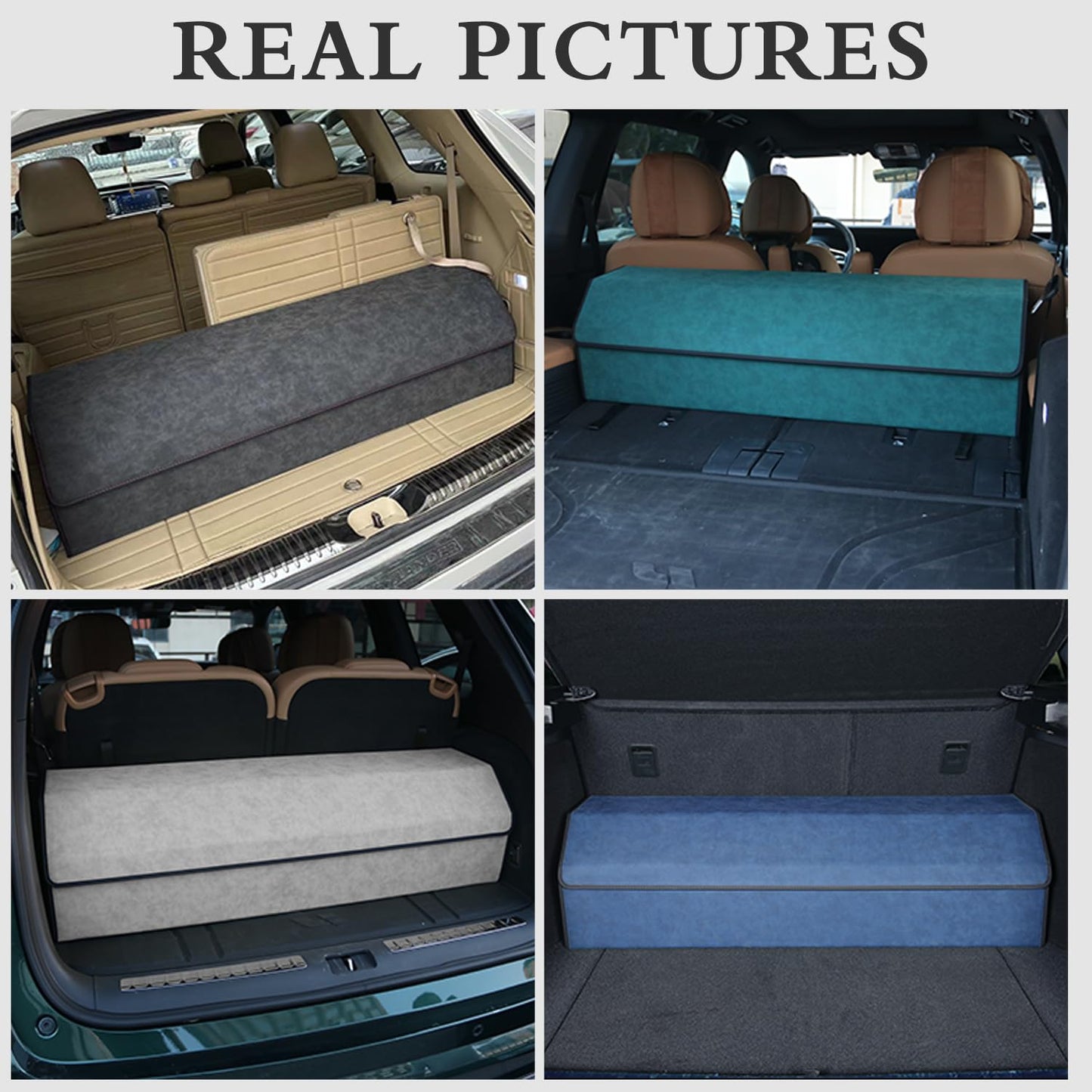 JIEREPU Trunk Organizer for Ford Explorer 2020-2025 - Black Alcantara Leather Storage Box, Tailored Precision, Maximize Your Storage, Large Foldable Trunk Organizer Boxs with 3 Compartments