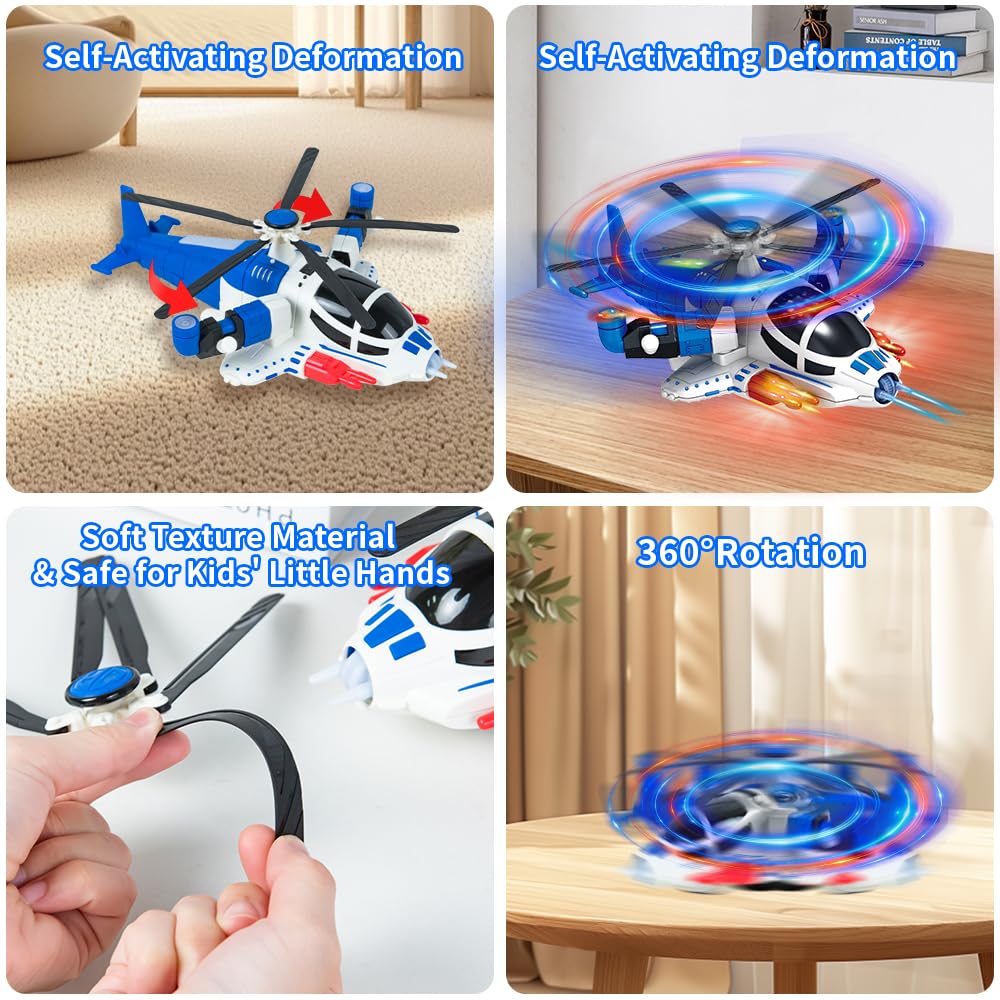 Helicopter Toy for Kids,Boys with Lights and Sounds, Kids Play Airplane, 360°Freedom and Operated Automatic Plane,Airplane Toys for 3 4 5 6 Year Old Up Toddler Boys Girls Birthday Party Favors(Blue)