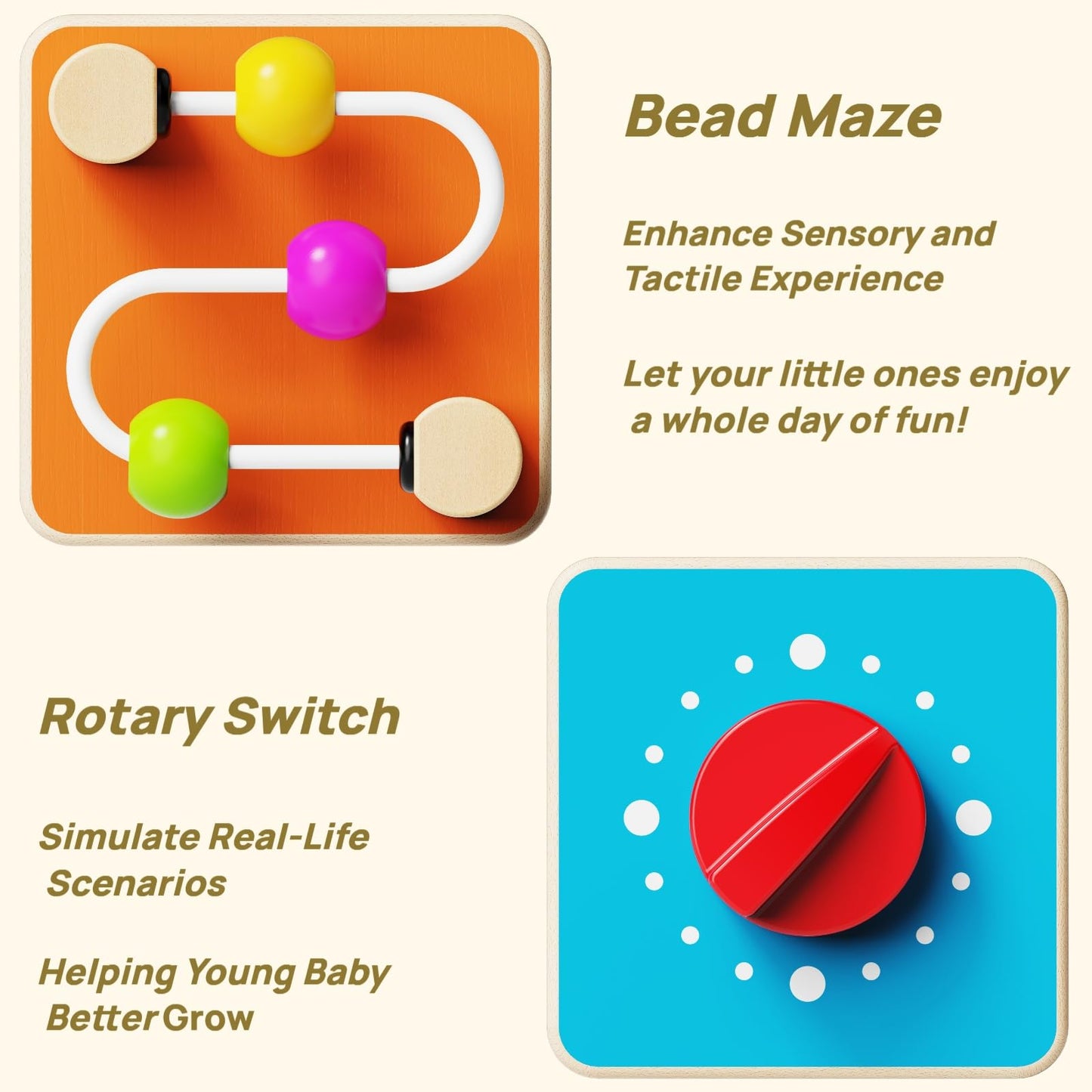 Itainq Busy Board for 1 Year Old, Montessori Toys for Toddler 1-3, Boys Girls Birthday Gifts