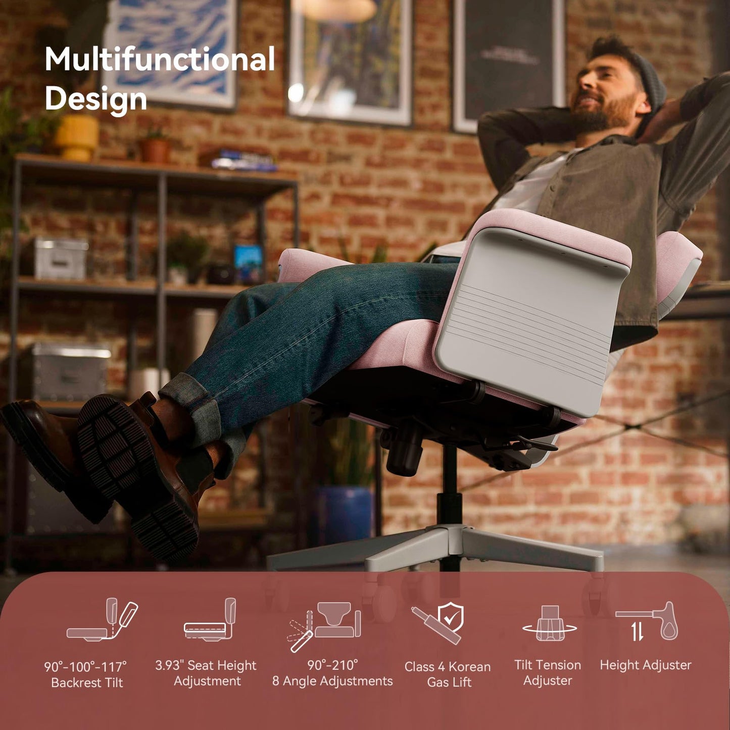 Newtral Criss Cross Chair with Wheels & Armrests, Cross Legged Office Chair with Hidden Tray, Multi-Position Recliner Vanity, Portable Workstation, Ideal for Home Office,Yoga & Pet Lovers