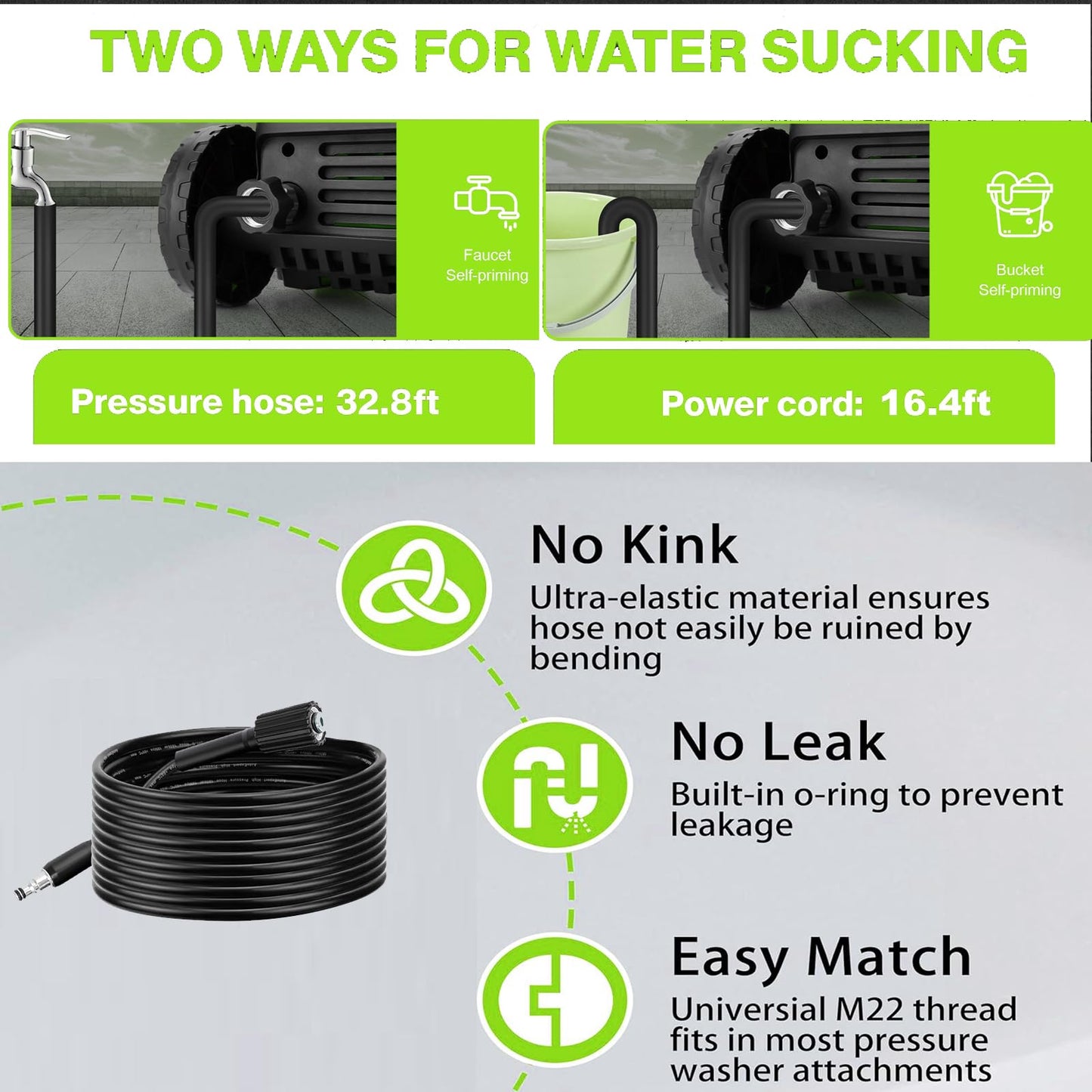 5000PSI 4.0GPM Heavy Duty Electric Pressure Washer with 33 FT Extension Hose, 4 Quick Connect Nozzles and Foam Cannon for Cars/Fences/Driveways/Patios/Home Cleaning, Green