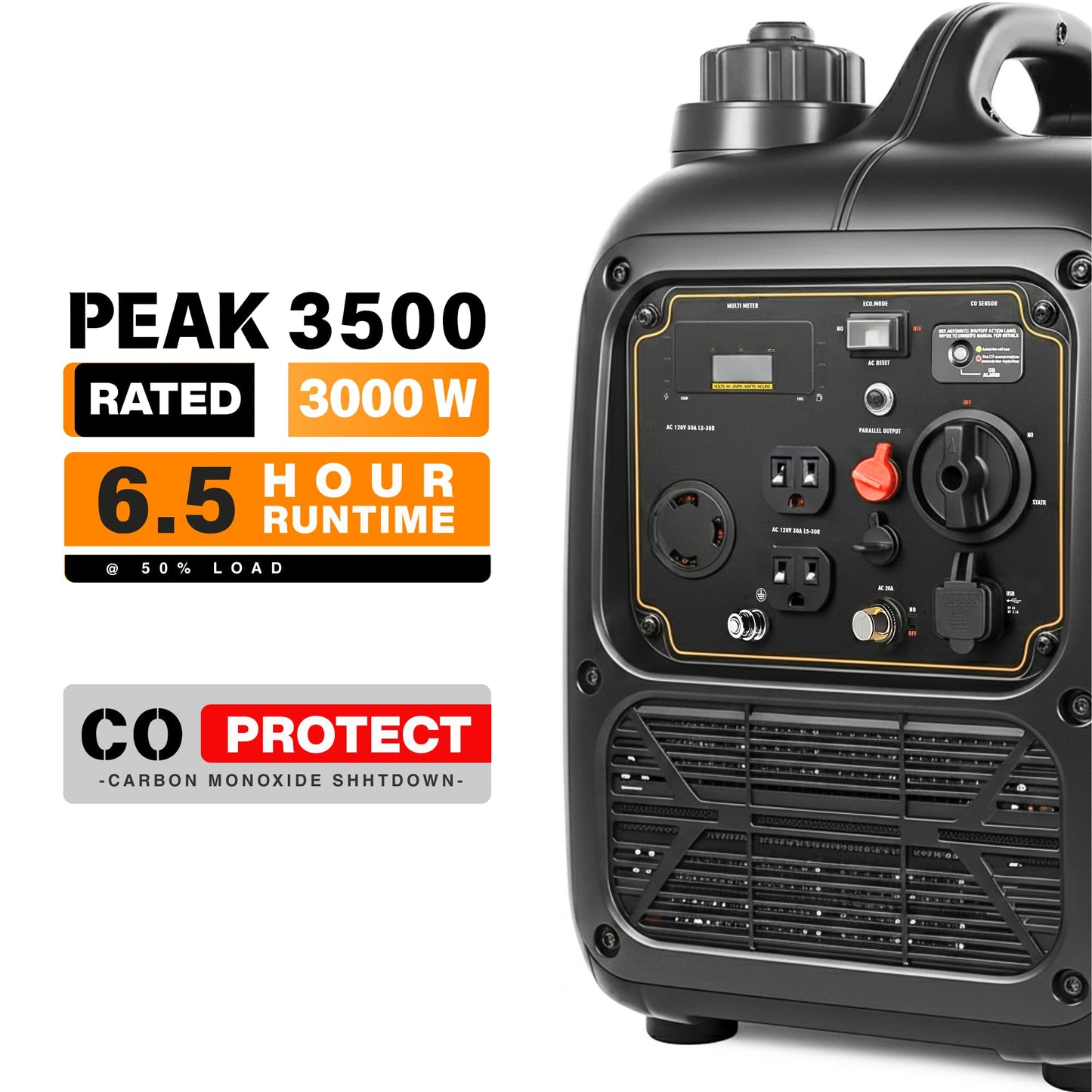 LIFAN 3500W Portable Inverter Generator for Home Backup, Super Quiet Gas Powered Generator for RV Camping Outdoor Use, ECO Mode, EPA Compliant, Parallel Ready with CO-MINDER Safety