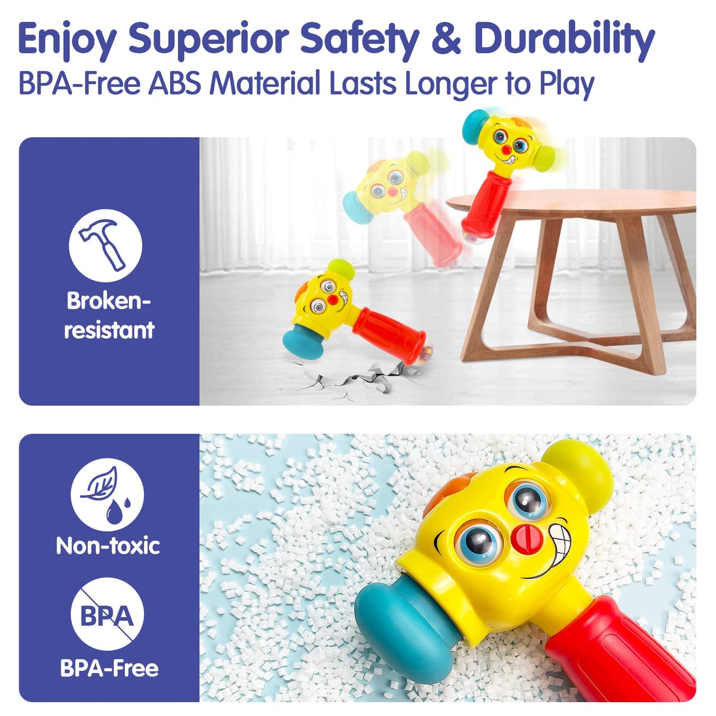 HOLA Toys for 1 Year Old Boy Birthday Gift - Hammer Baby Toy 12-18 Months, Musical Toddler Toys 1-2 with Light Flashing, Learning Toy for Toddlers 1-3 Easter Basket Stuffers for Babies Toddler