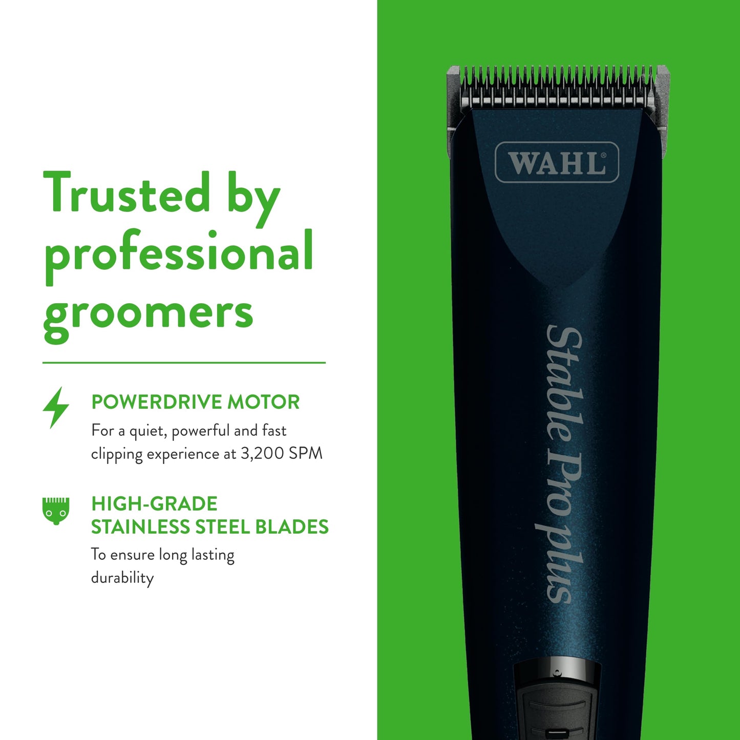 Wahl Professional Animal Stable Pro Plus Horse Clipper Kit (#9774) - Premium Horse Clippers - Horse Grooming Supplies - Lightweight, Quiet, Cool Clippers - 3,200 SPM - 1 Speed