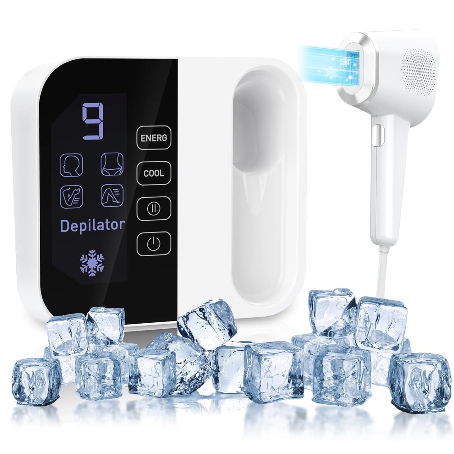 OPT Laser Hair Removal Device for Women & Men, At-Home IPL Hair Removal with Ice Cooling, 999,999 Flashes, Painless Laser Hair Removal for Face, Legs, Armpits, Bikini Line, and More – 9 Energy Levels