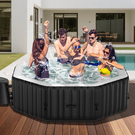 DoCred 4-6 Person Inflatable Hot Tub, 77" X 77" X 25" Octagonal Blow up Portable Hot tub with 130 Bubble Jets, Large Outdoor Spa Bathtub Set Included Heater Pump, Insulated Cover and Filter