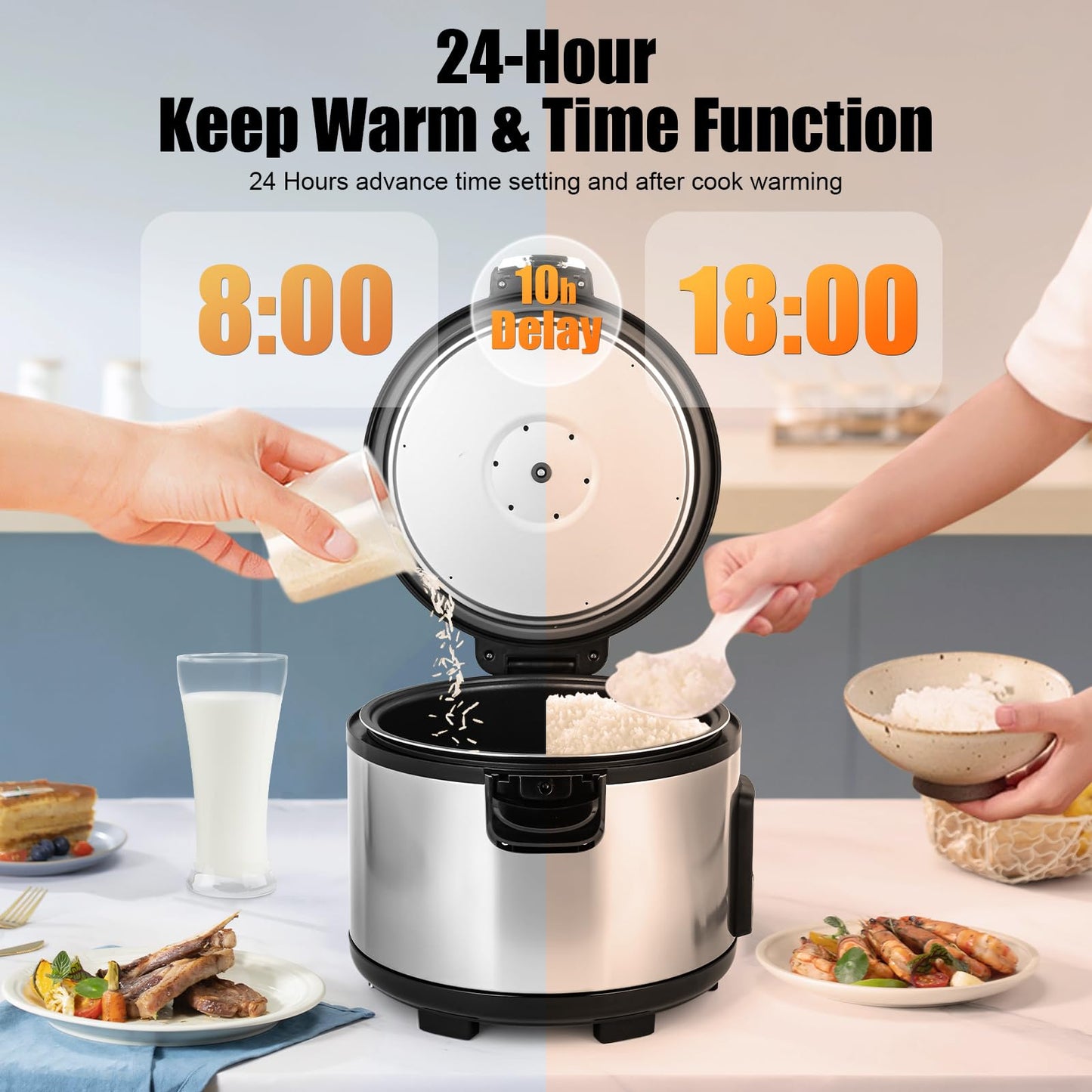 Oshenic Commercial Rice Cooker,15.85QT/84 Cups Cooked Rice,15L Extra Large Capacity Rice Cooker & Warmer,1350W Fast Rice Cooker With LED Display,Nonstick Inner Pot,Multi-Function Electric Rice Maker