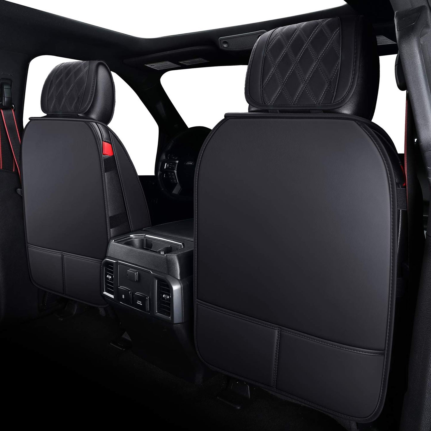 Aierxuan Full Set Car Seat Covers Custom Fit 2009 to 2025 Ford F150 and 2017 to 2025 F250 F350 F450 Cars SUV Pick-up Truck, Automotive Vehicle Cushion Cover with Waterproof Leather (Black)
