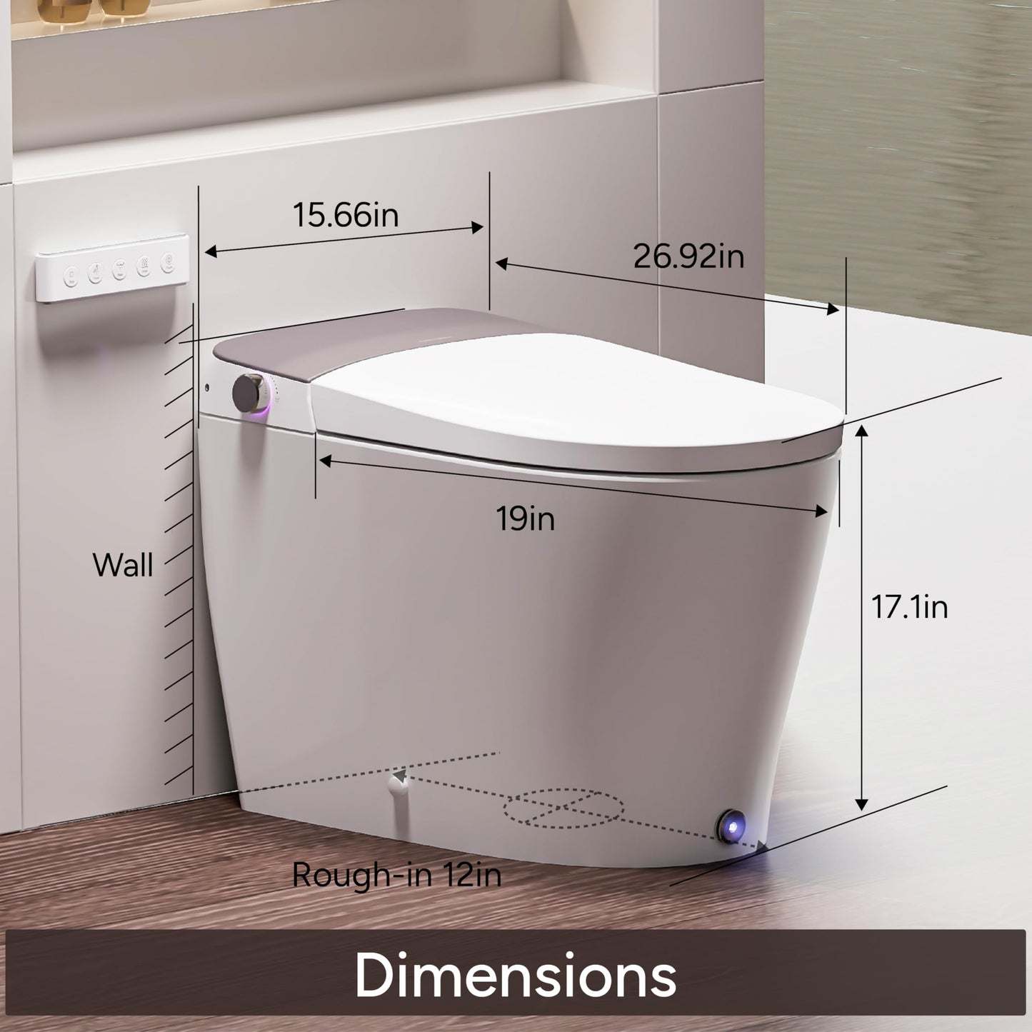 Casta Diva Smart Toilet with Bidet Built In, Auto Open/Close Lid, Heated Bidet Seat, Blackout Flush, Auto & Foot Kick Flush, Smart Toilet with Tank,1.06 GPF with Remote(CD-Y060A)
