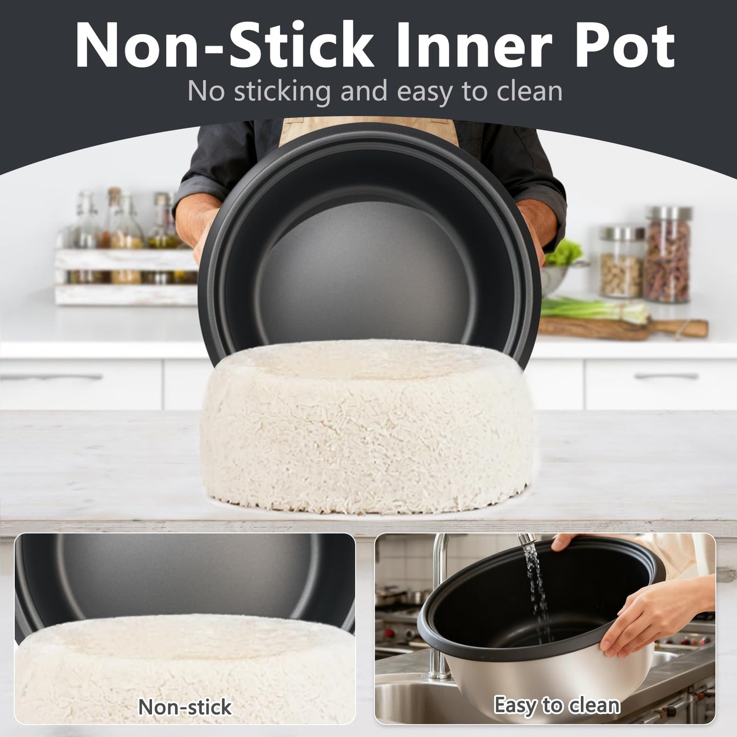 Heromind Commercial Rice Cooker, 90-Cup Rice Cooker, 16Qt Large Rice Cooker with Nonstick Inner Pot, Fast Cooking and Auto Keep Warm, with Rice Cup and Paddle, Easy to Clean, 1950W