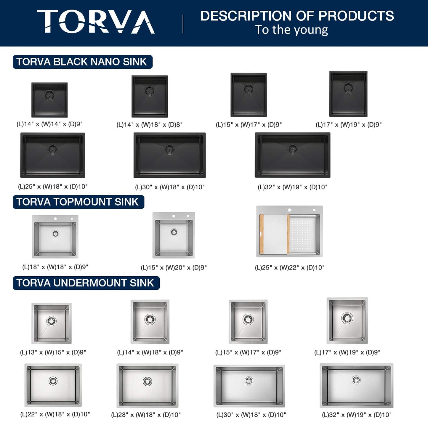 TORVA 14 x 18 Inch Undermount Kitchen Sink, Premium 304 Stainless Steel Bar Sink - 9 Inches Deep Basin Single Bowl Sink