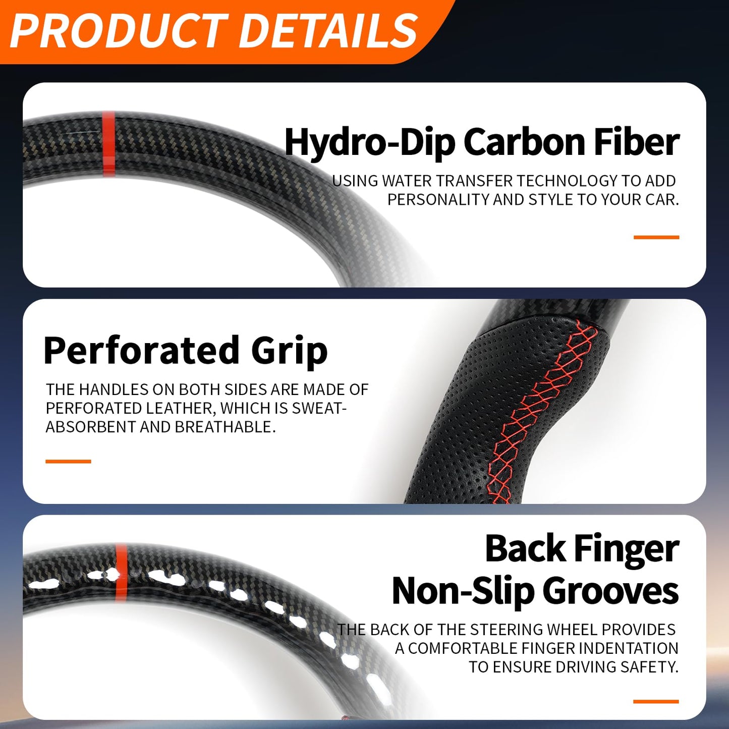 JIANGGAI Hydro-Dip Carbon Fiber Perforated Leather Grip Steering Wheel, Car Steering Wheel Fit for Infiniti G35 2004-2007