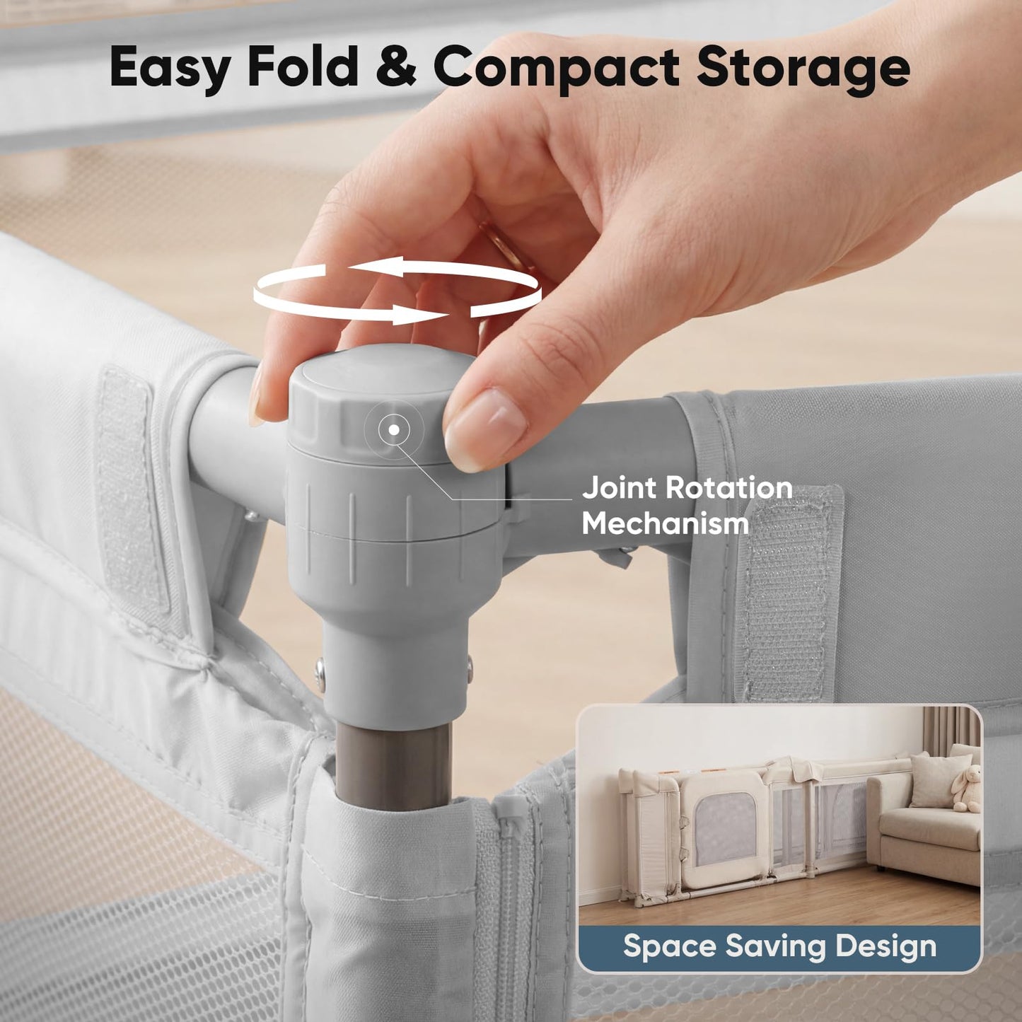 Cosola Foldable Baby Playpen for Toddlers & Babies, Large Play Yard with Mat, 79"x71" Extra Large Safety Playpen for Indoor Outdoor, Anti-Escape Dual Door Play Pen for Infants,Grey
