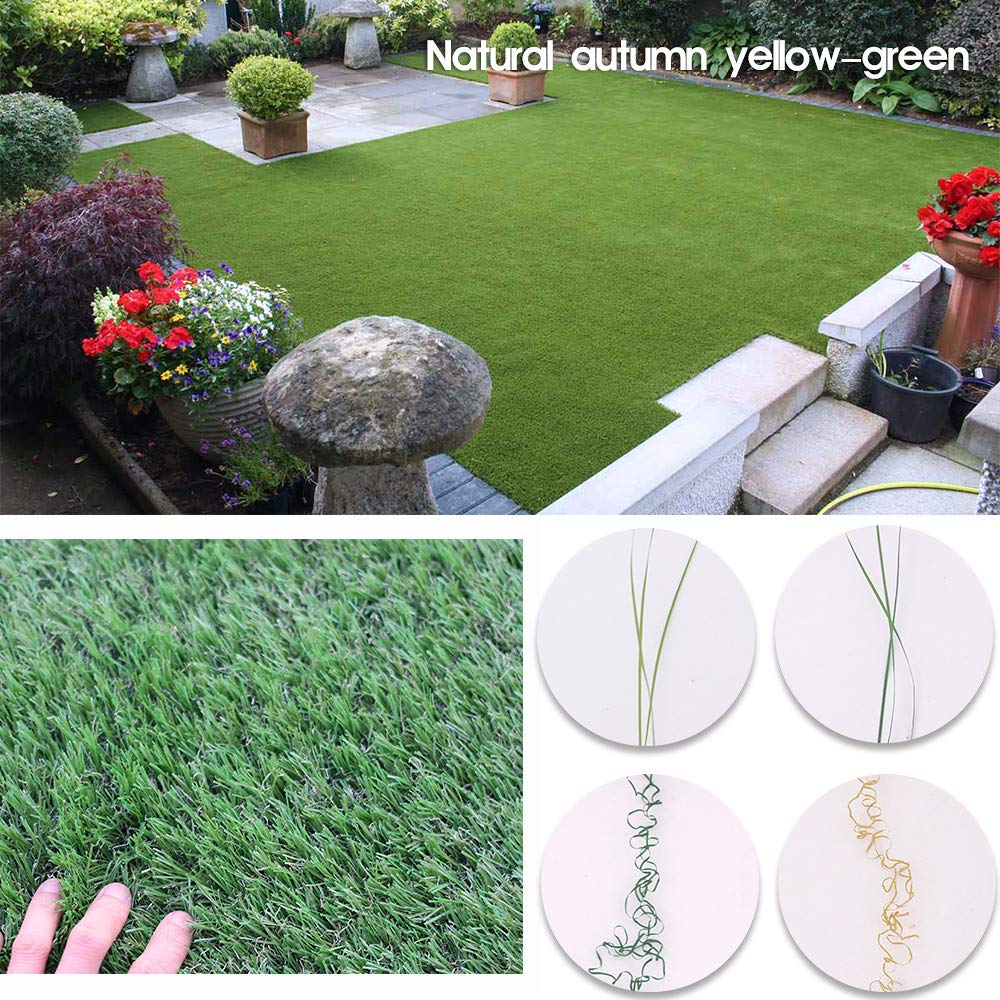 Petgrow Synthetic Artificial Grass Turf Lawn 15 x 30ft, 1.38" Outdoor/Indoor Fake Grass Rug Astroturf for Dogs,Faux Grass Rug with Drainage Holes/Custom Size Provided