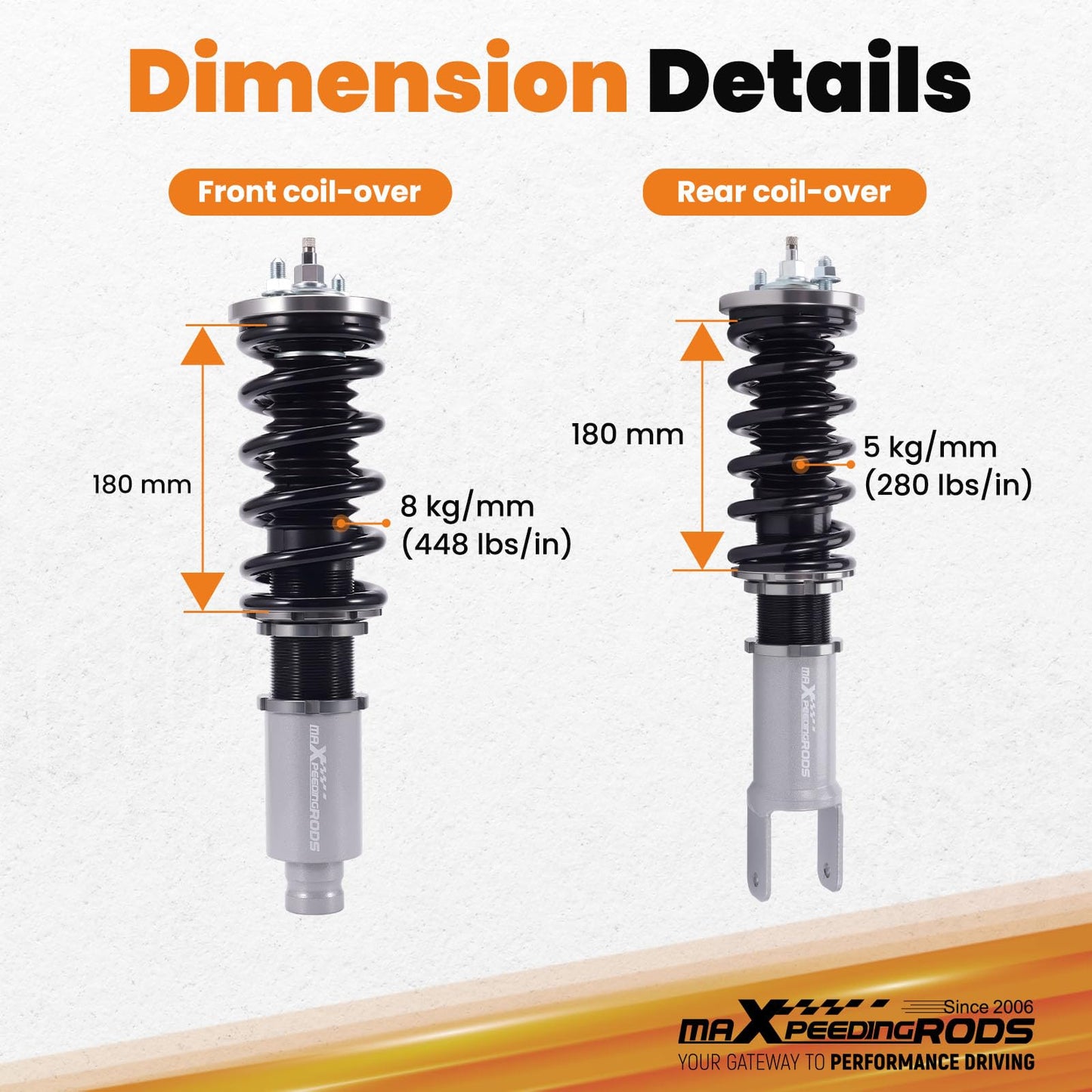 maXpeedingrods Coilovers for Honda Civic 1988-2000, for Honda CRX 1988-1991, for Delsol 1992-1995, for Acura Integra 1990-2001, 24 Levels Damper Adjustable Coilovers Suspension Lowering Kit