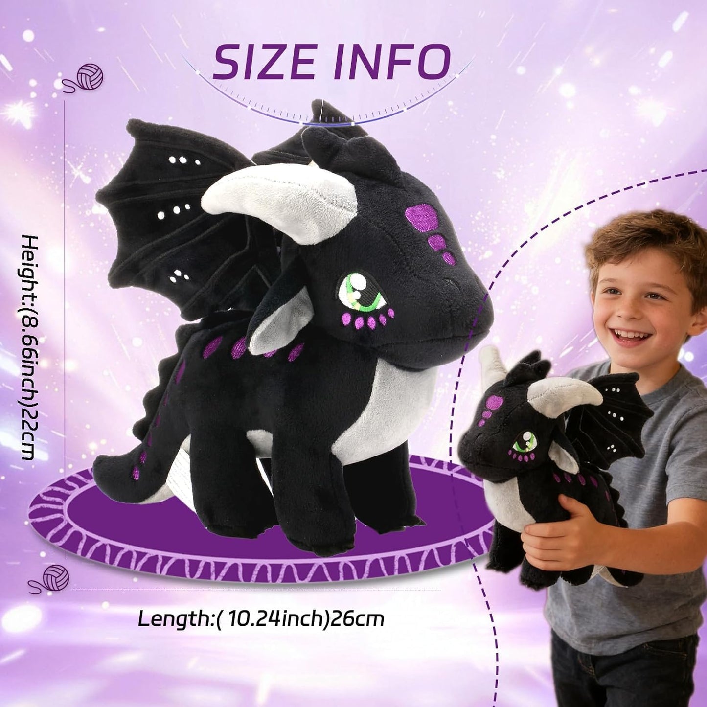 Mejglrc Wings Dragon Plush - Wings Dragon Plush Pillow Toy - Kawaii Pterosaur Plushie - Soft Flying Dragon Hugging Pillow for Kids Boys Girls (Skywing)