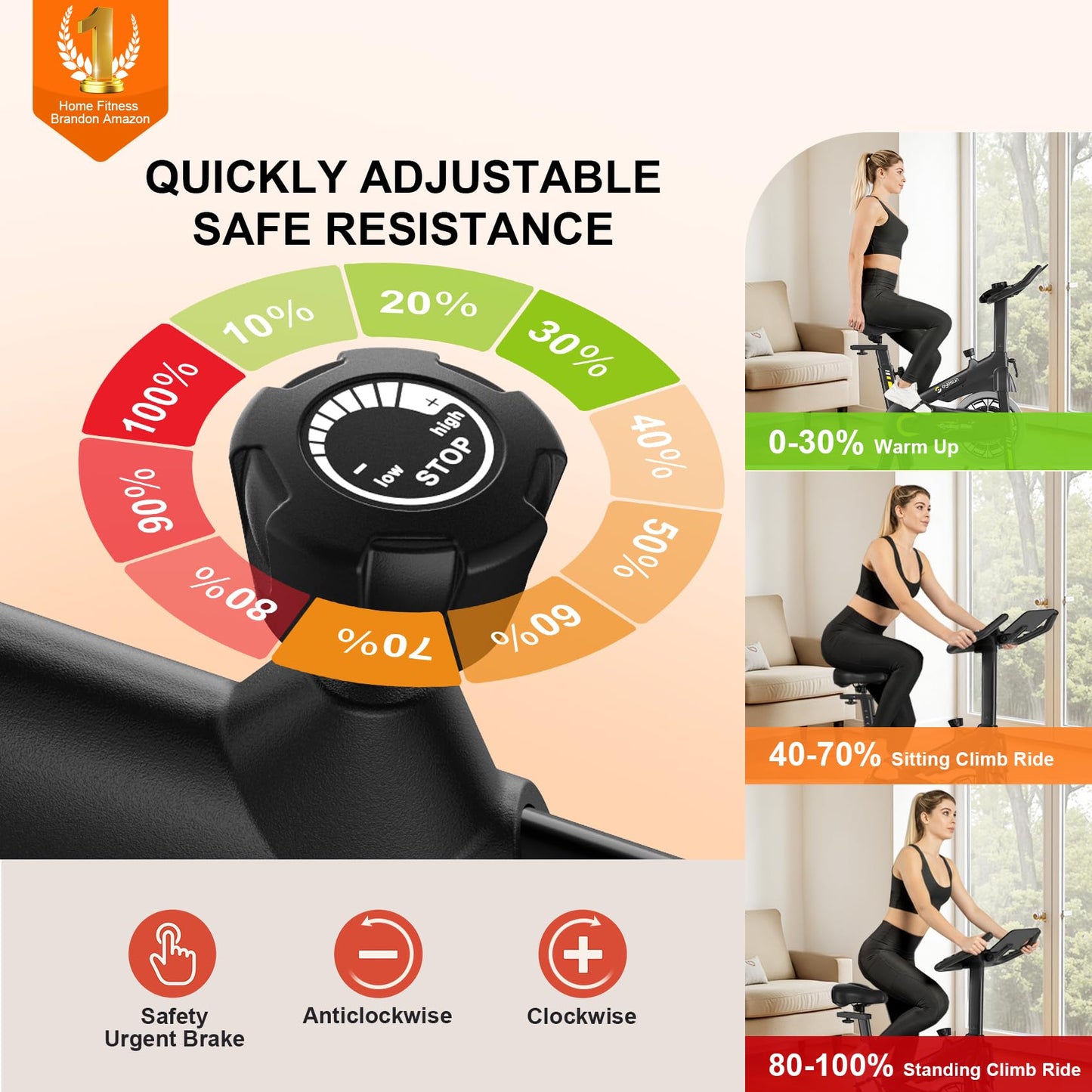 Exercise Bikes for Home,Indoor Magnetic Bike with Adjustable Magnetic,Brake Pad Resistance Silent Belt Drive,350lbs/300lbs Weight Capacity &Upgraded Version Seat for Home Cardio&Weight Loss(QM-530W)