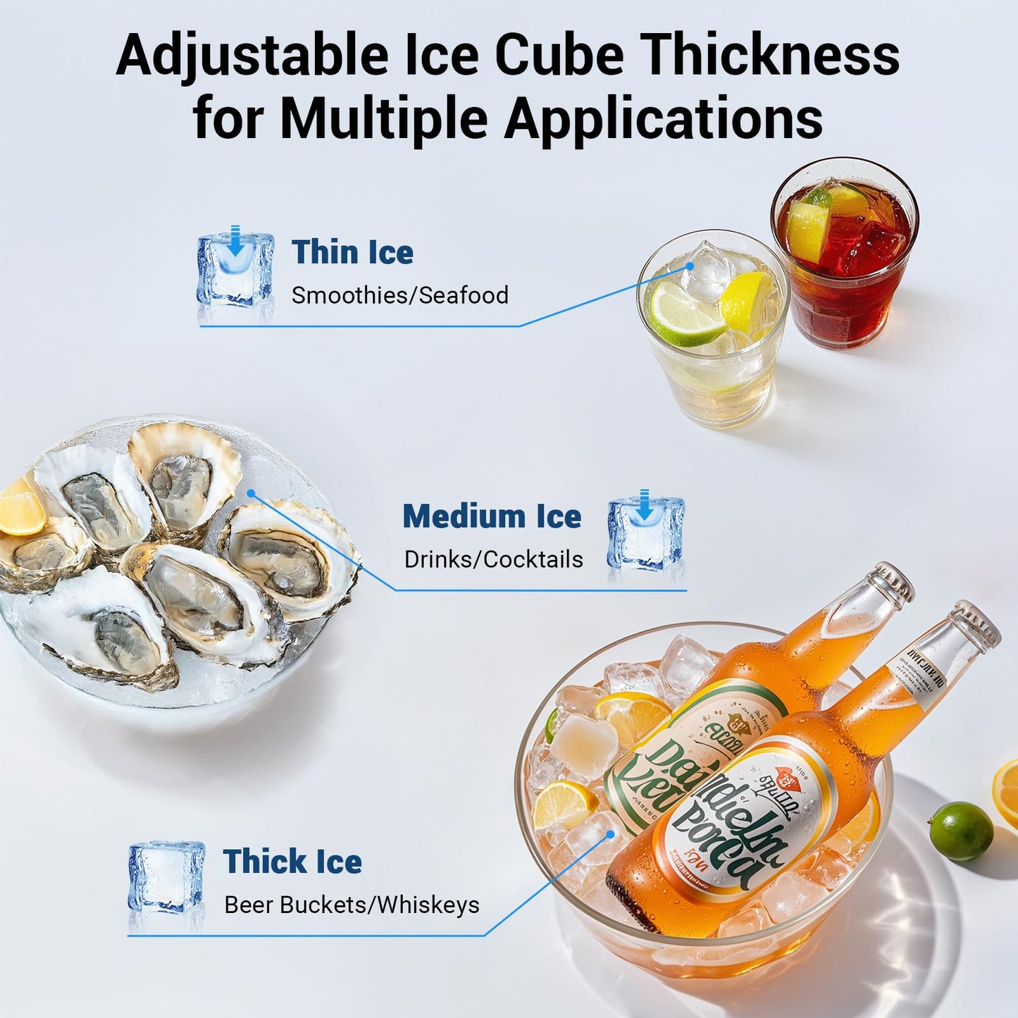Commercial Ice Maker, 450LBS/24H Ice Machine Commercial with 120 LBS Storage, Ice Ready in 8-15 min, Under Counter Ice Machine, Commercial Ice Machine Maker for Restaurant/Bar/Cafe/Business