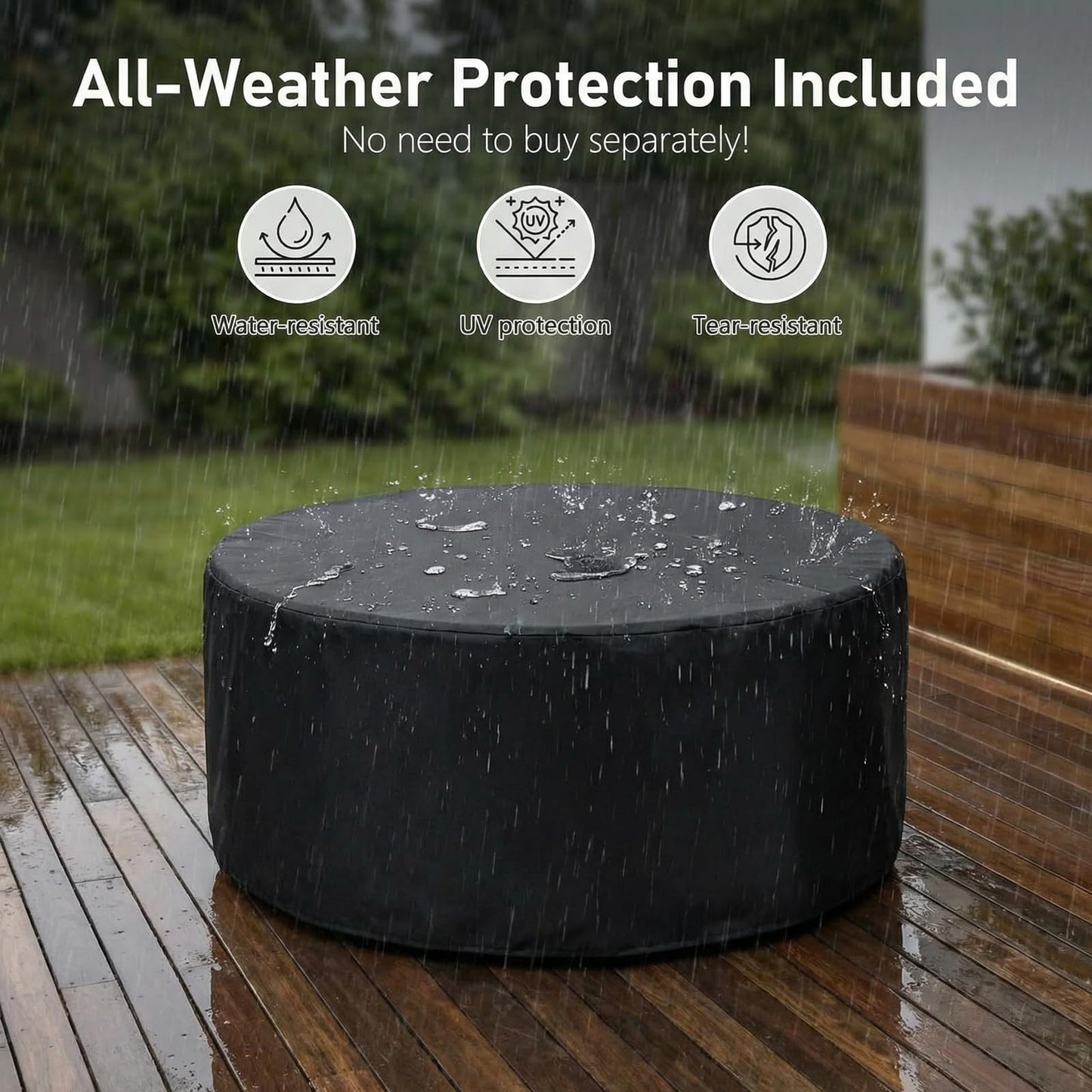 TLGREEN 30in Outdoor Propane Fire Pit Table,2 in 1 Round Gas Fire Pit Table with Tank,50,000 BTU,Rain Cover,304 Stainless Burner,Blue Glass,for Outside,Patio,Deck,Backyard,Garden,Pool,Light Grey